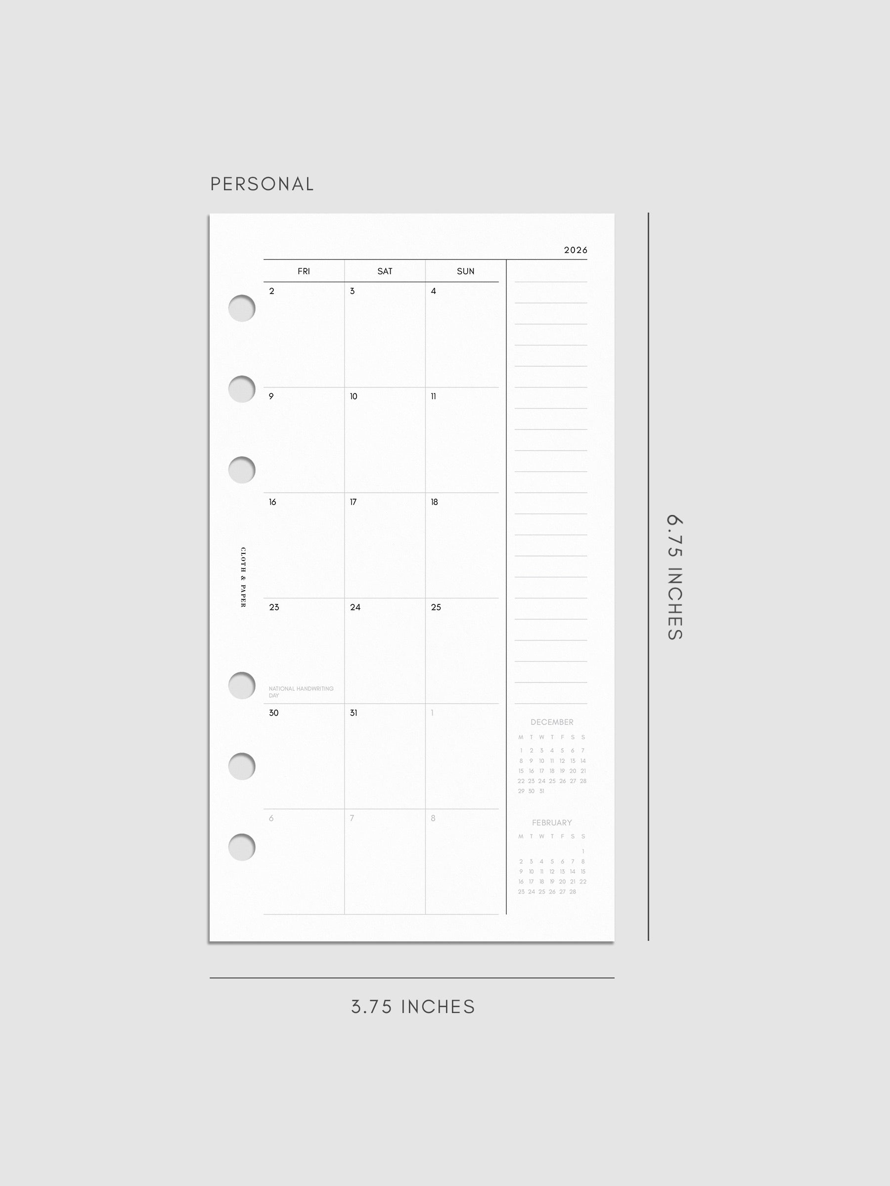Digital mockup of insert in Personal.