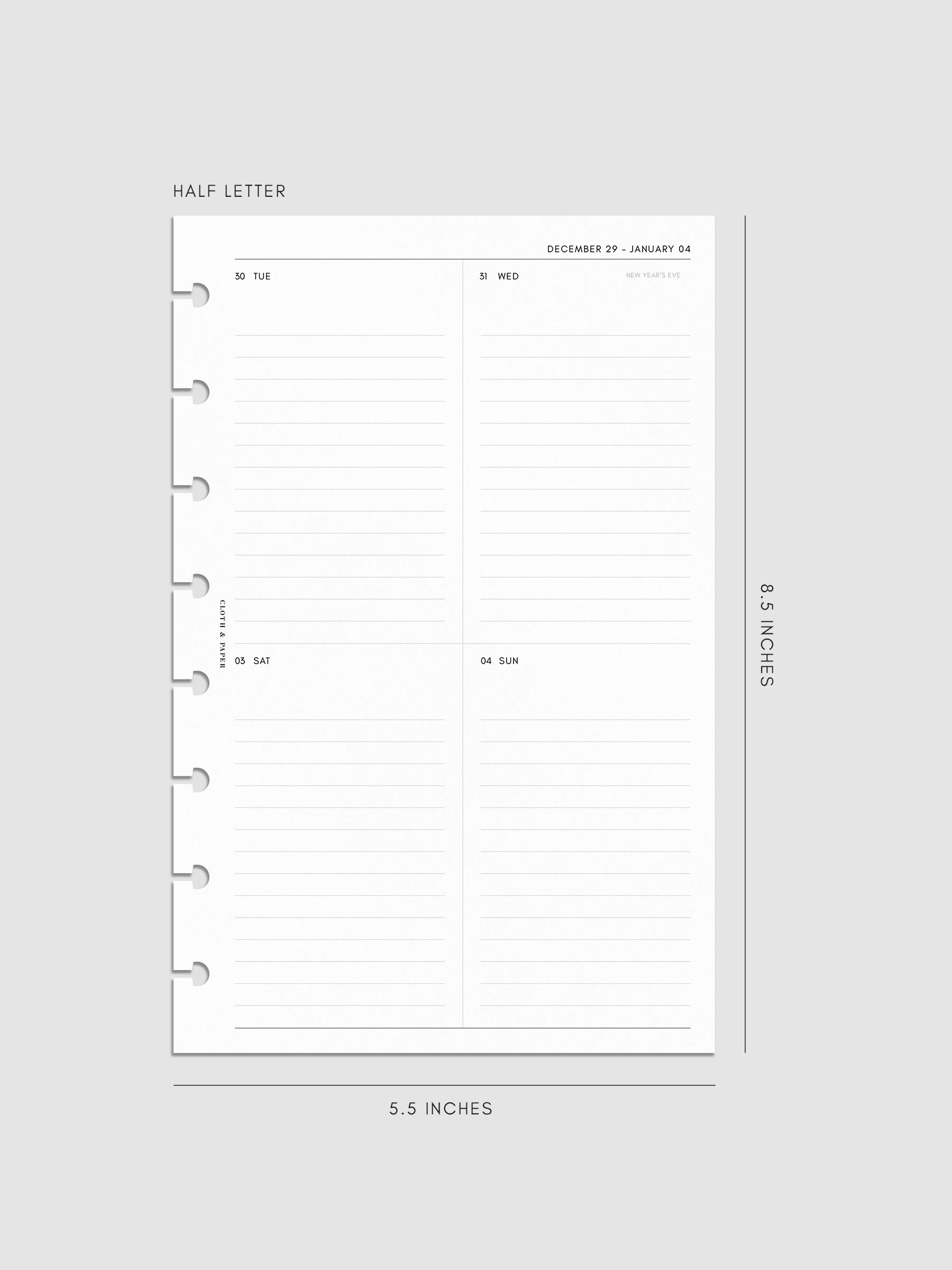 Digital mockup of insert in Half Letter.