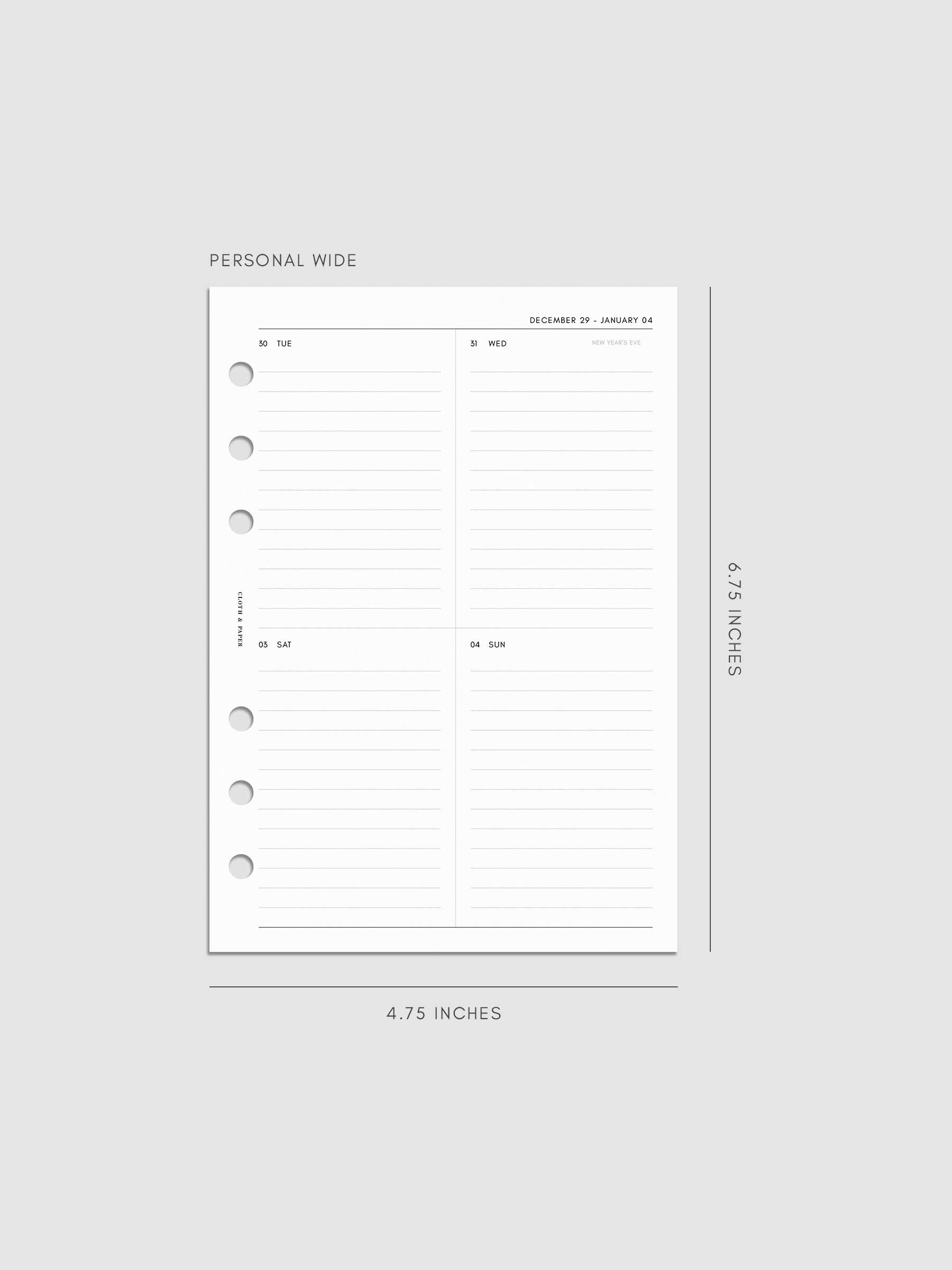 Digital mockup of insert in Personal Wide.