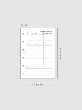 Digital mock-up of the weekly overview in Pocket.