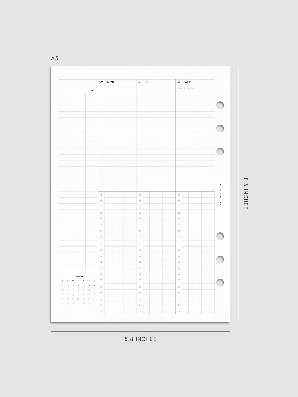 2026 Dated Weekly Schedule Planner Inserts | Cloth & Paper