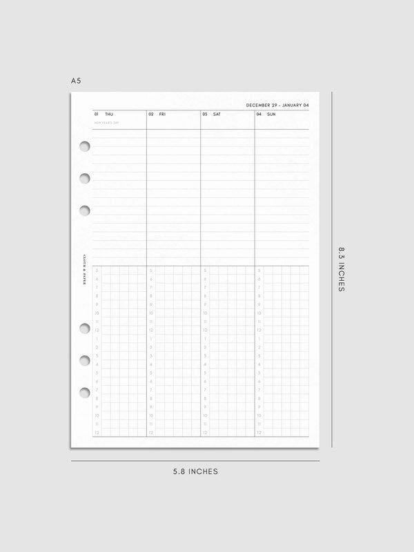 2026 Dated Weekly Schedule Planner Inserts | Cloth & Paper