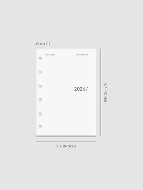 Digital mock-up of the 2026 Front & Monthly Vellum Planner Dashboard Overlays in Avant Garde. Size featured is in Pocket.