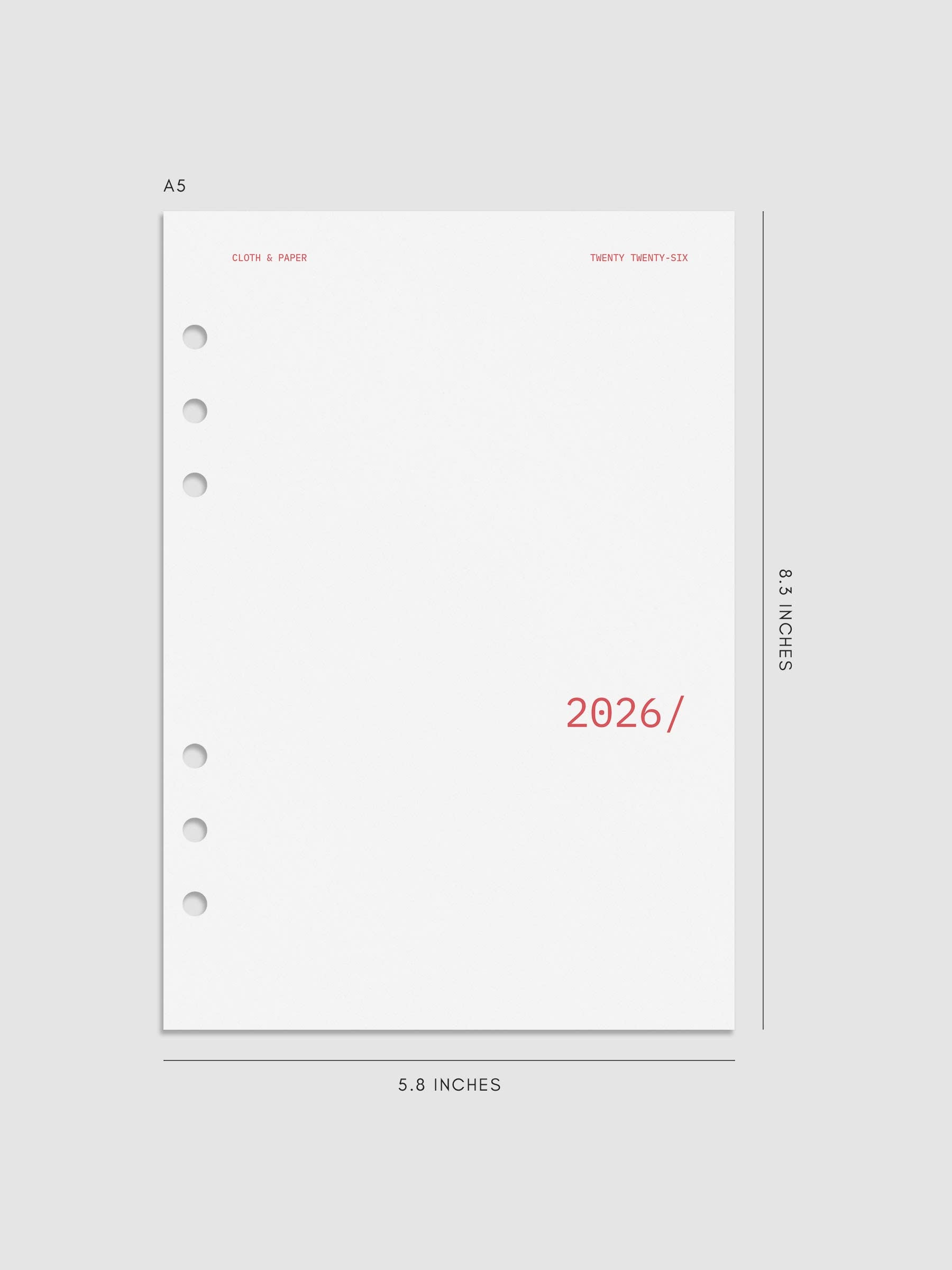 Image shows the 2026 Front & Monthly Vellum Planner Dashboard Overlays in Rouge. The size featured here is in A5.