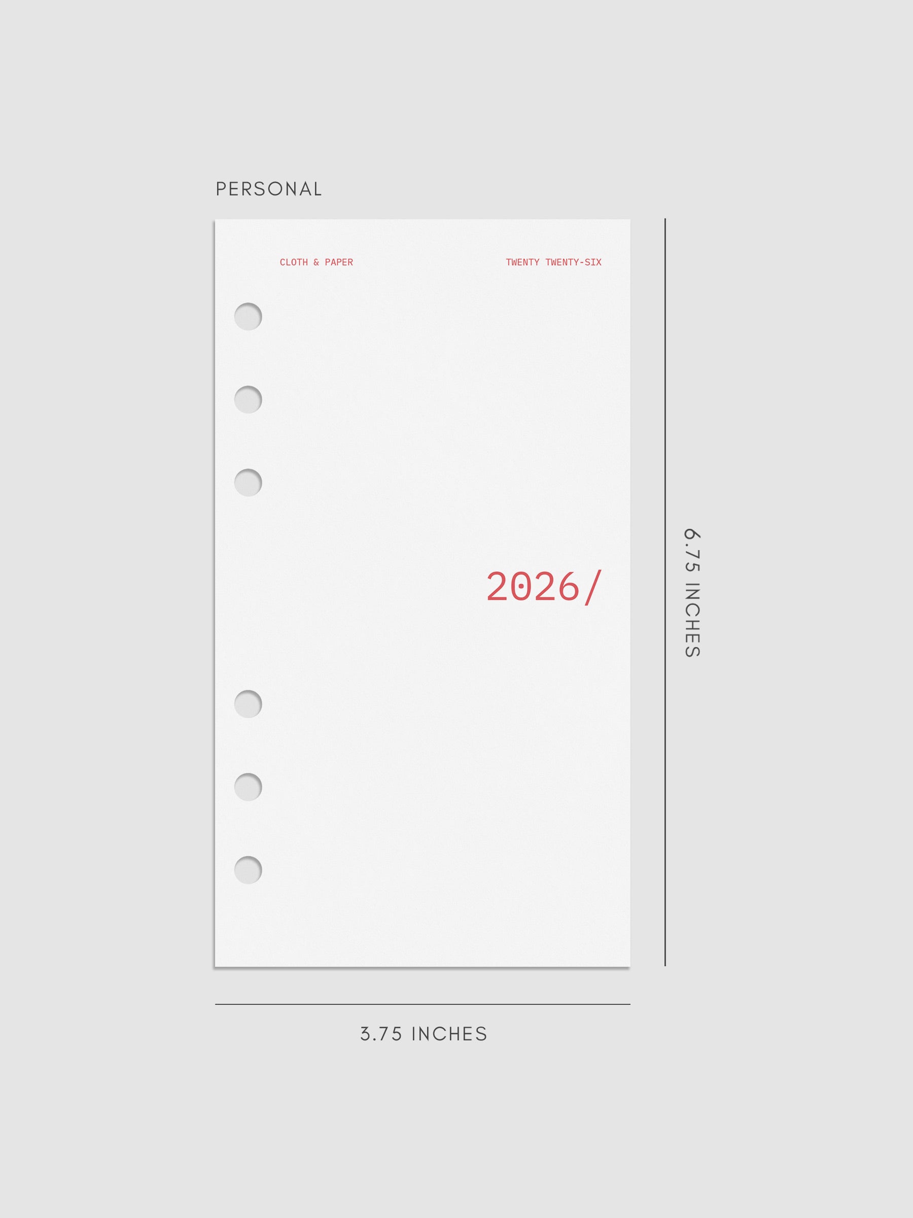 Image shows the 2026 Front & Monthly Vellum Planner Dashboard Overlays in Rouge. The size featured here is in Personal.