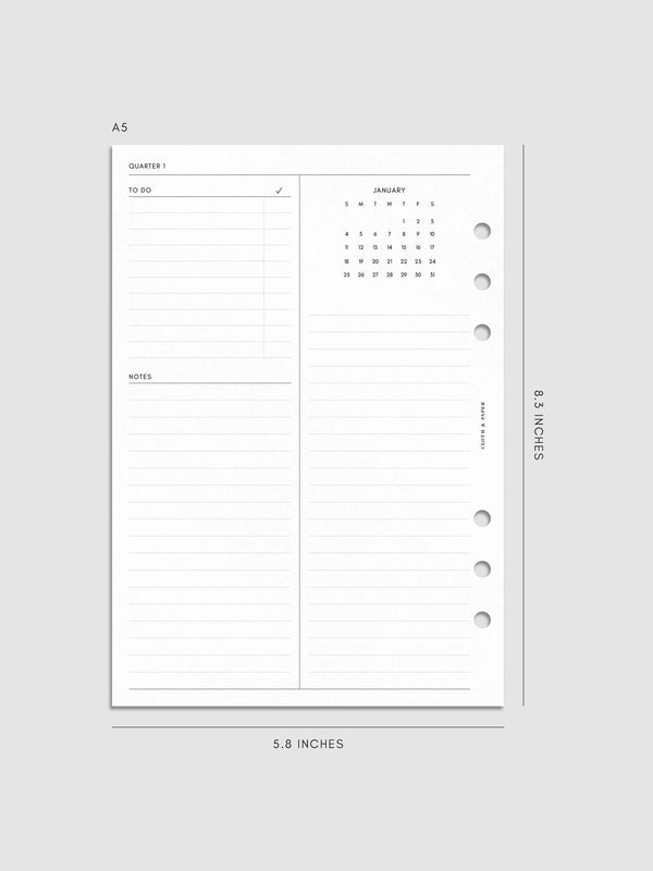 2026 Year Overview Planner Insert | Cloth & Paper