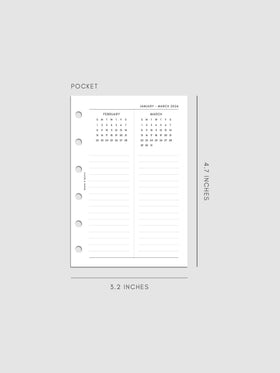 Digital mock-up of the 2026 Year Overview Planner Inserts in Pocket.