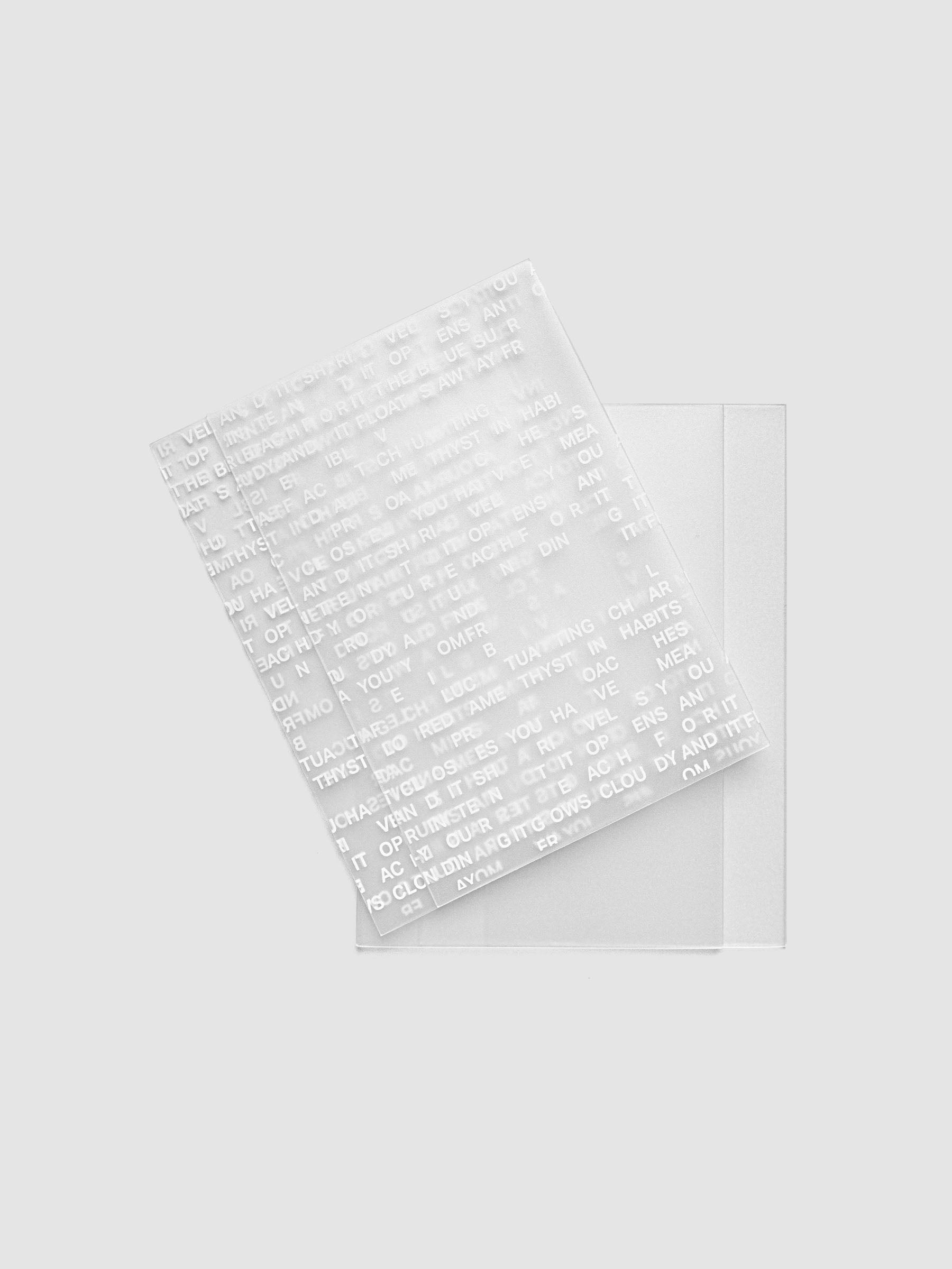 Perfect Bound Notebook Cover Set in size CP Petite showing Letters cover on top of Le Blanc cover.