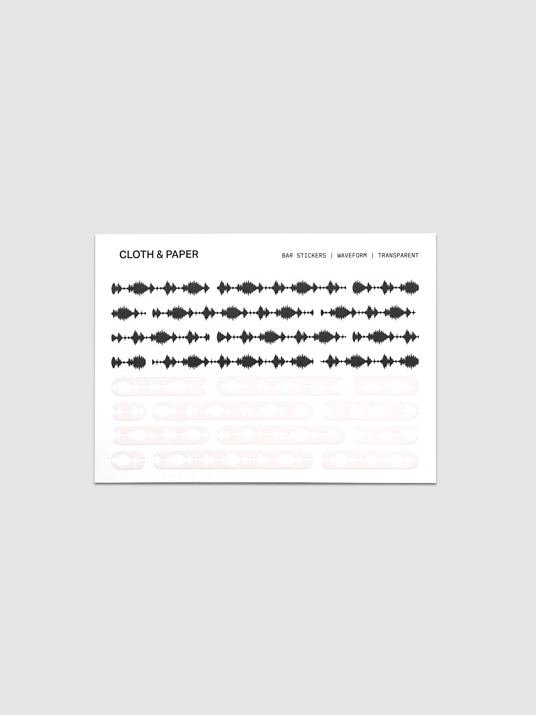 One sheet of Bar Stickers | Waveform in black and concrete.