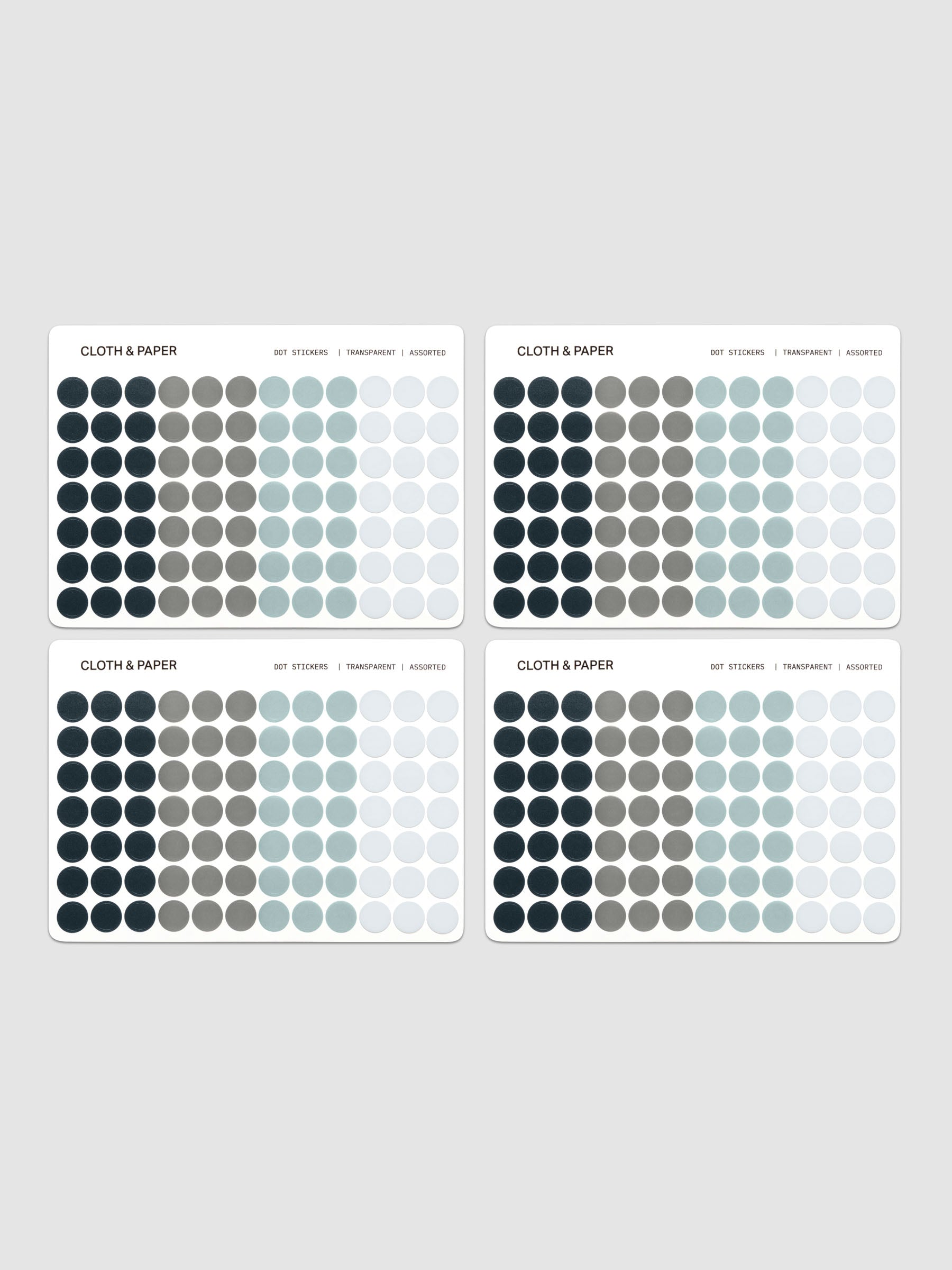 Four sheets of Dot Stickers | Small | Apollo | Stone | Smoked Salt | Aspen