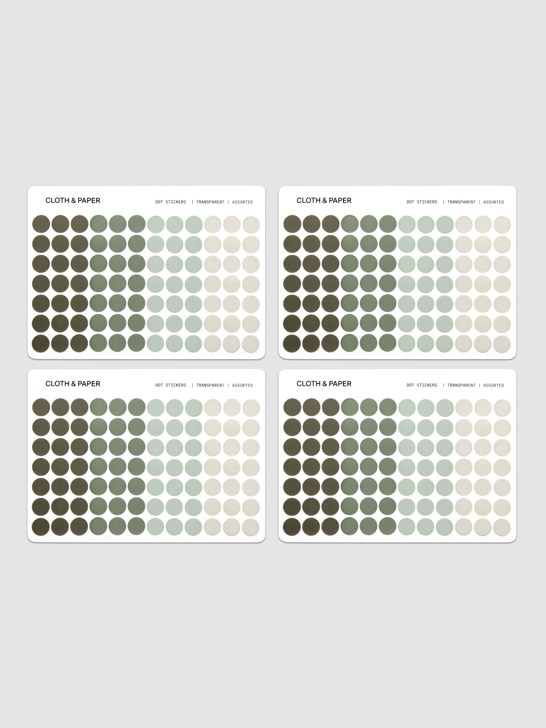 Four sheets of Dot Stickers | Small | Olive | Vert | Matcha | Fawn