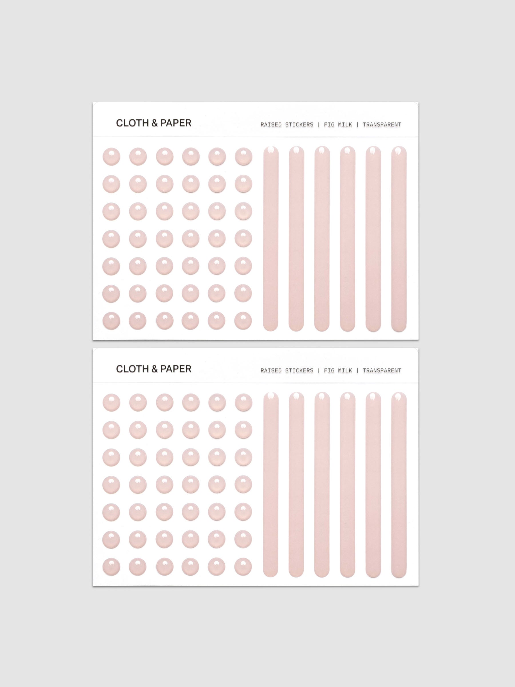 Four sheets from the Raised Sticker Set in the color Fig Milk (pink).