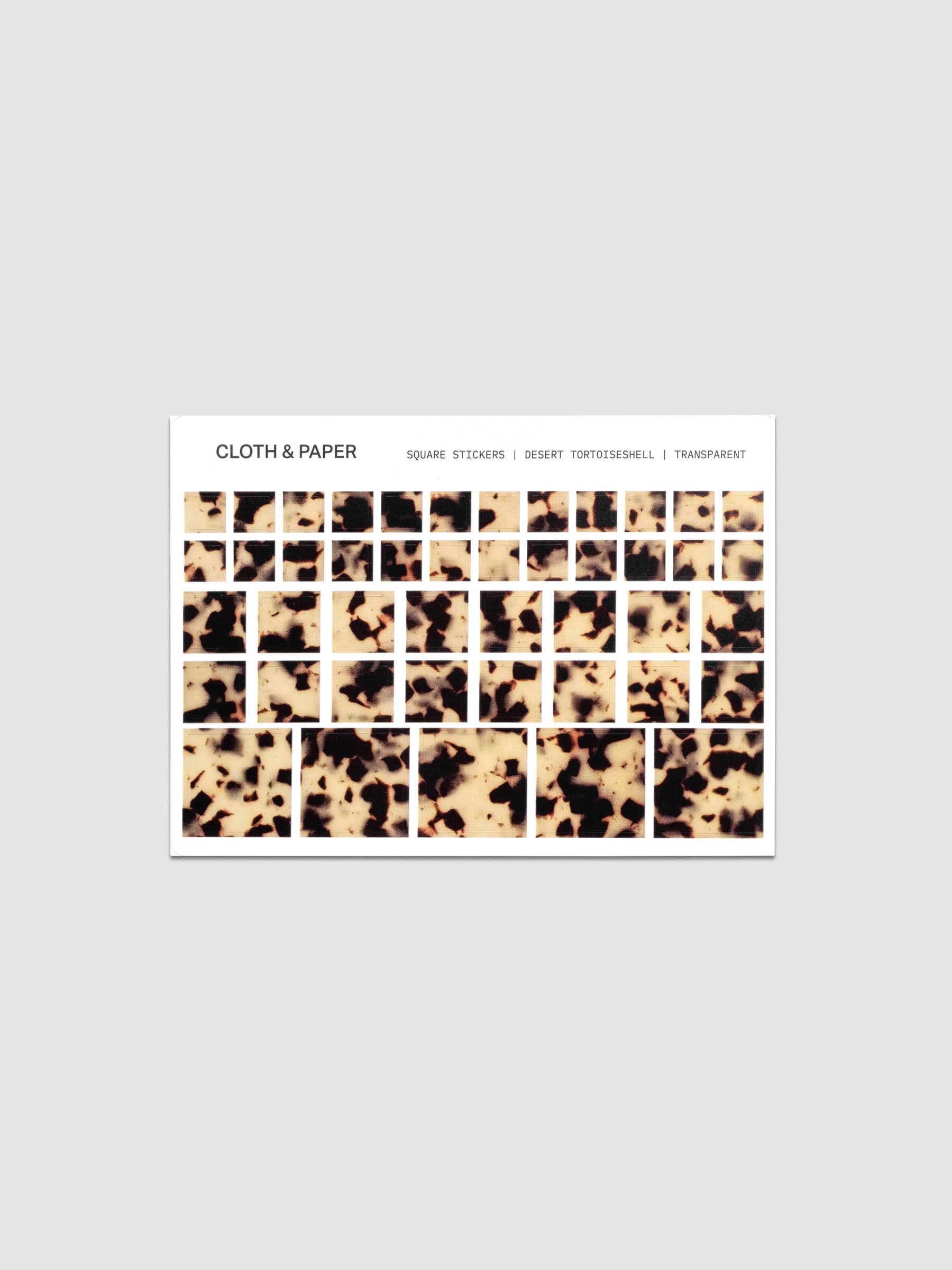 One sticker sheet of Square Stickers in the pattern Desert Tortoiseshell.