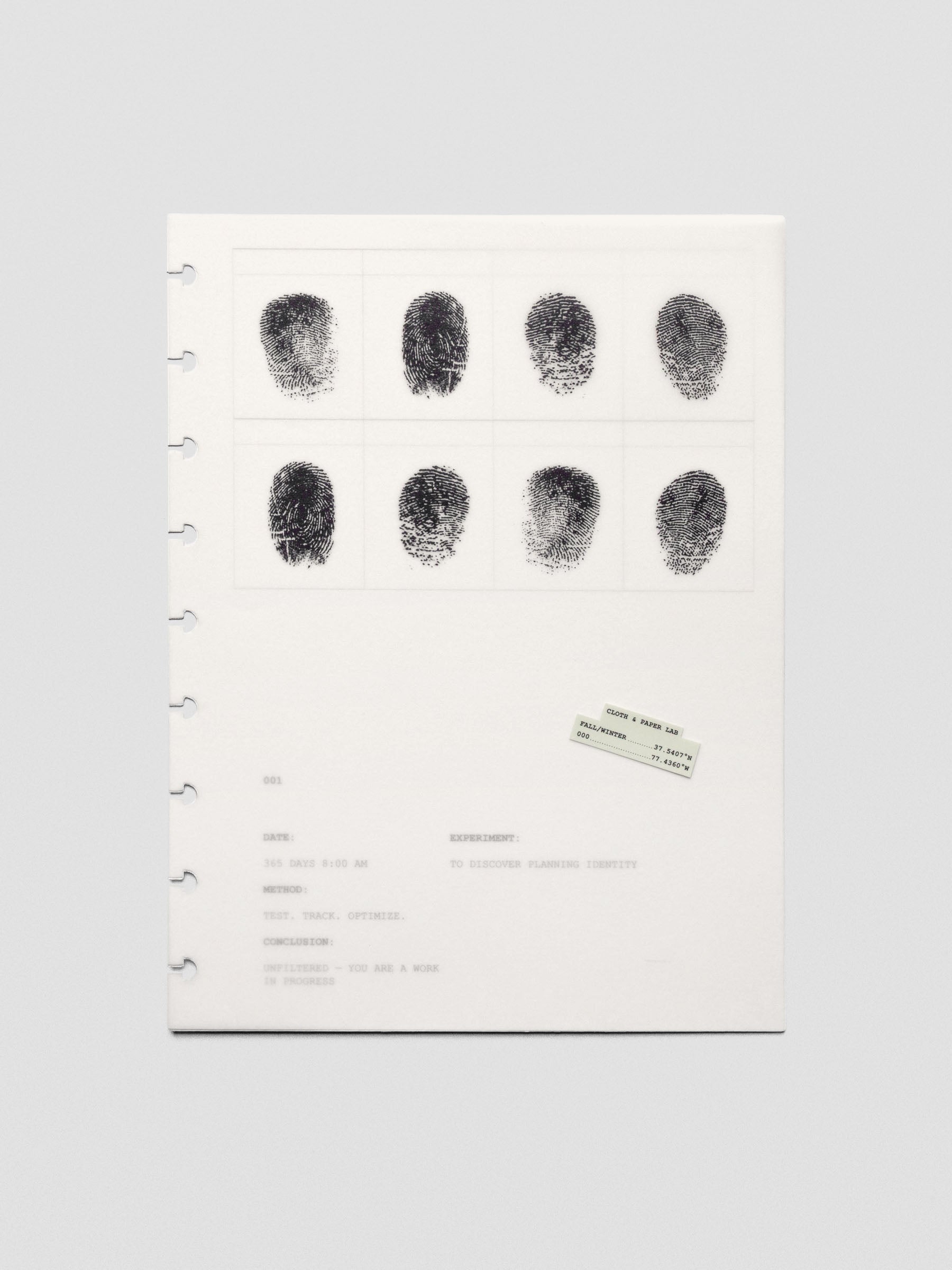 Two layered HP Classic sized planner dashboards, one semi-transparent, one matte, featuring a fingerprint design.