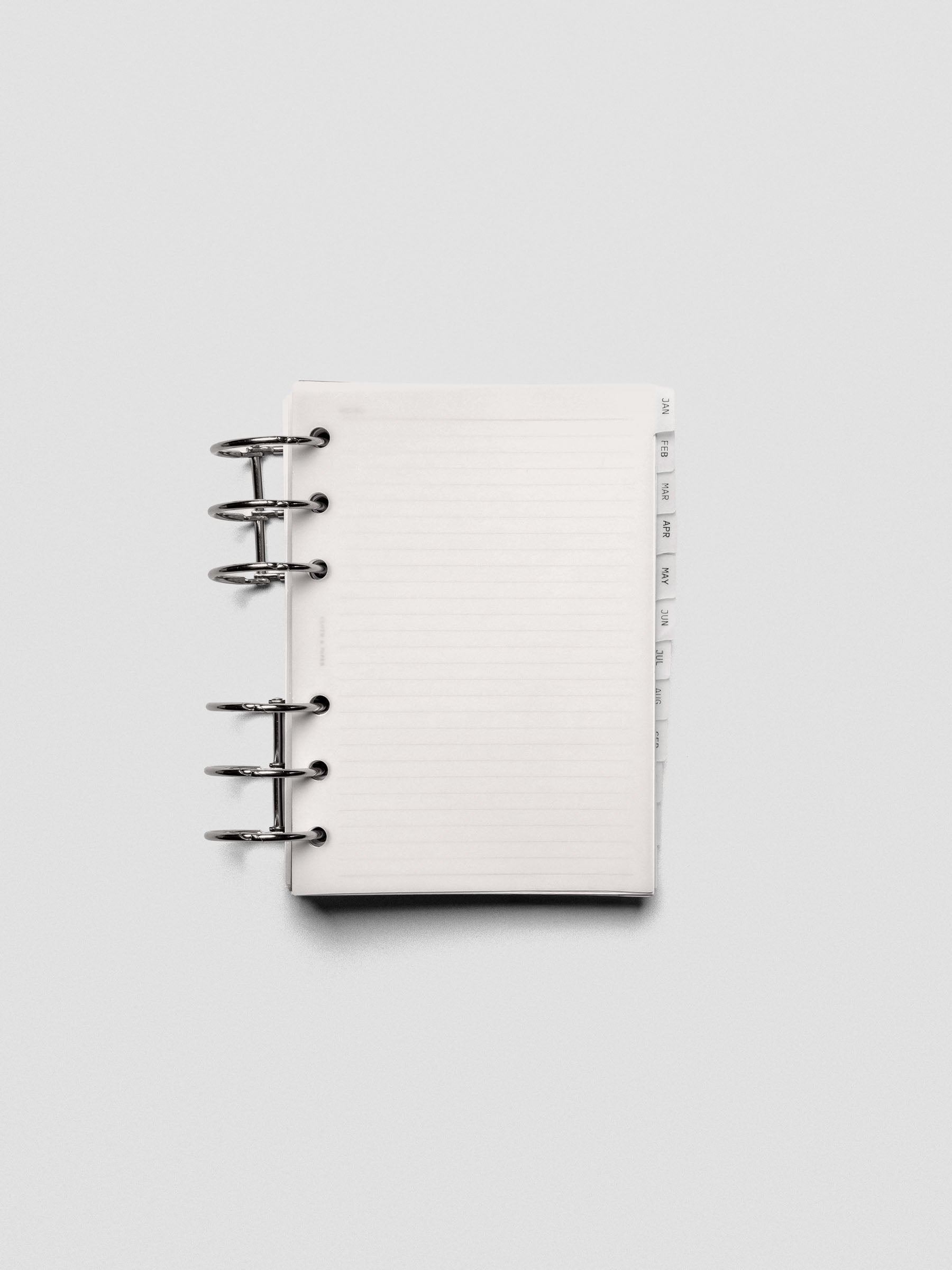 A6 vellum dividers shown bound with rings.