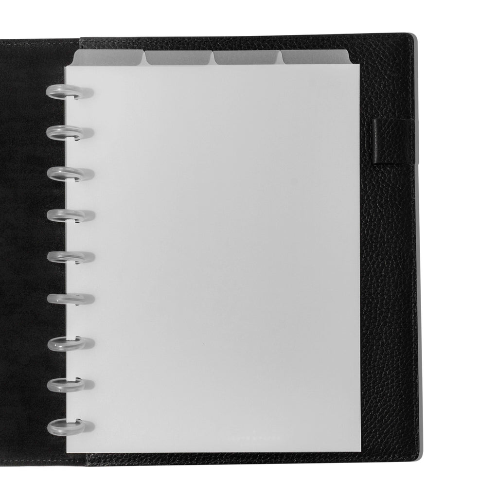 HP Classic  Dividers in use inside a black leather planner.