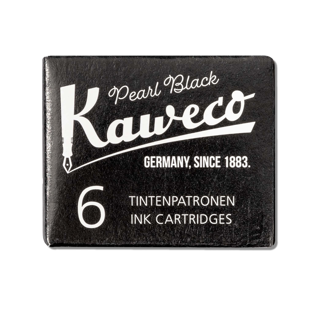Kaweco Ink Refill Cartridge, Black, Cloth and Paper. Box of refills displayed in their packaging on a white background.