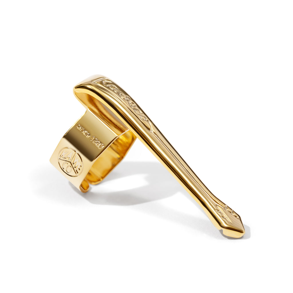  Nostalgic gold clip displayed on a white background. Closeup of text reads "Since 1883" and the Kaweco logo is visible on the side of the clip.