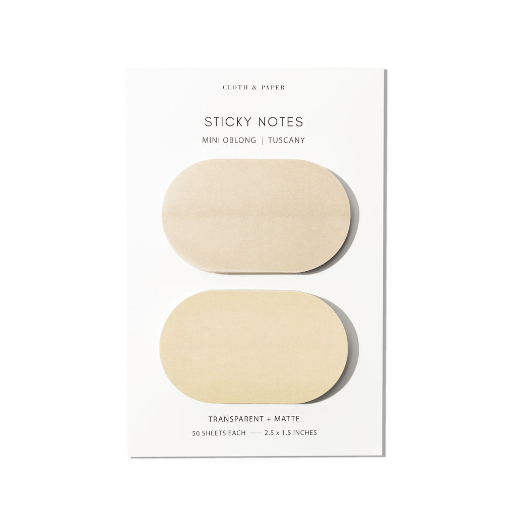Mini Oblong Sticky Note Duo, Tuscany, Cloth and Paper. Sticky note set displayed on a white background.
