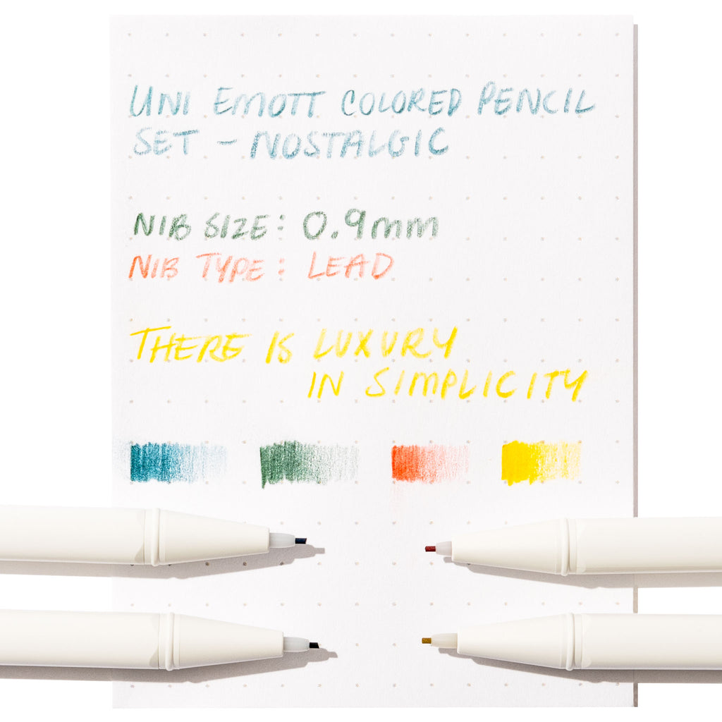 Pen testing sheet for nostalgic color palette displayed on a white background.