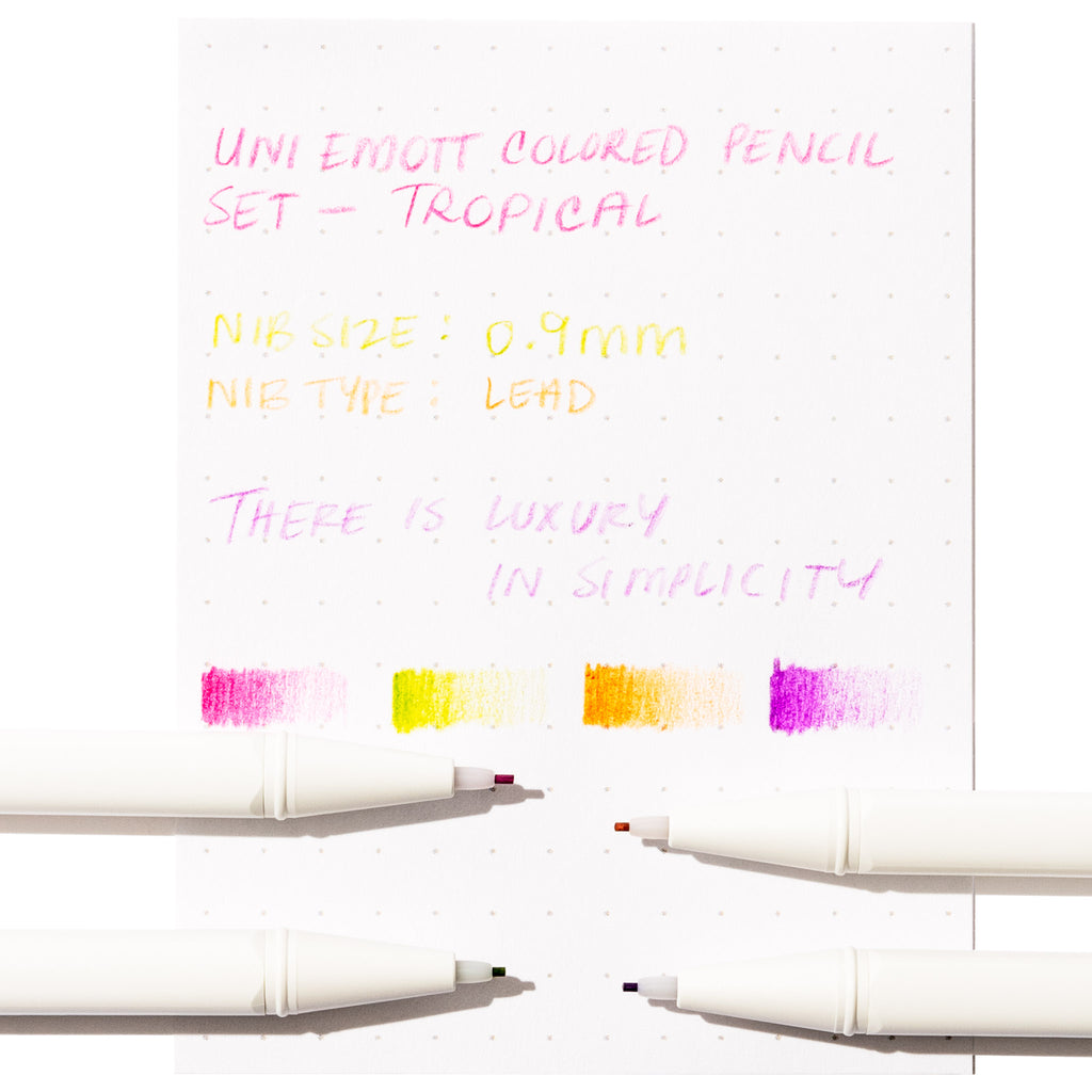 Pen testing sheet for tropical color palette displayed on a white background.