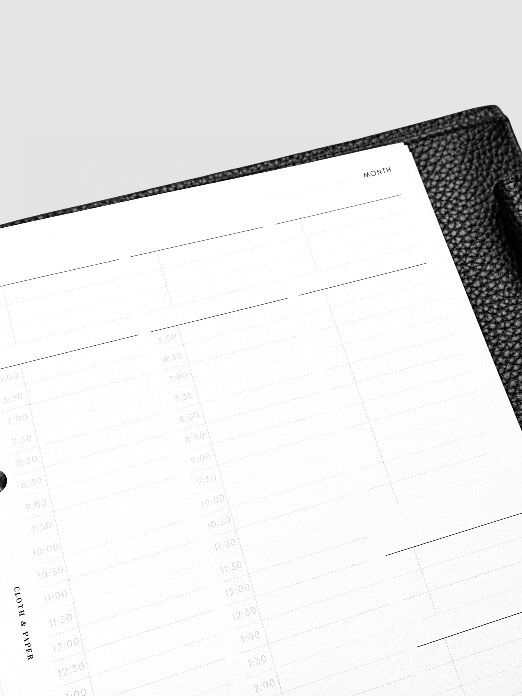 30 Minute Time Block Planner Inserts in size A5 close up.