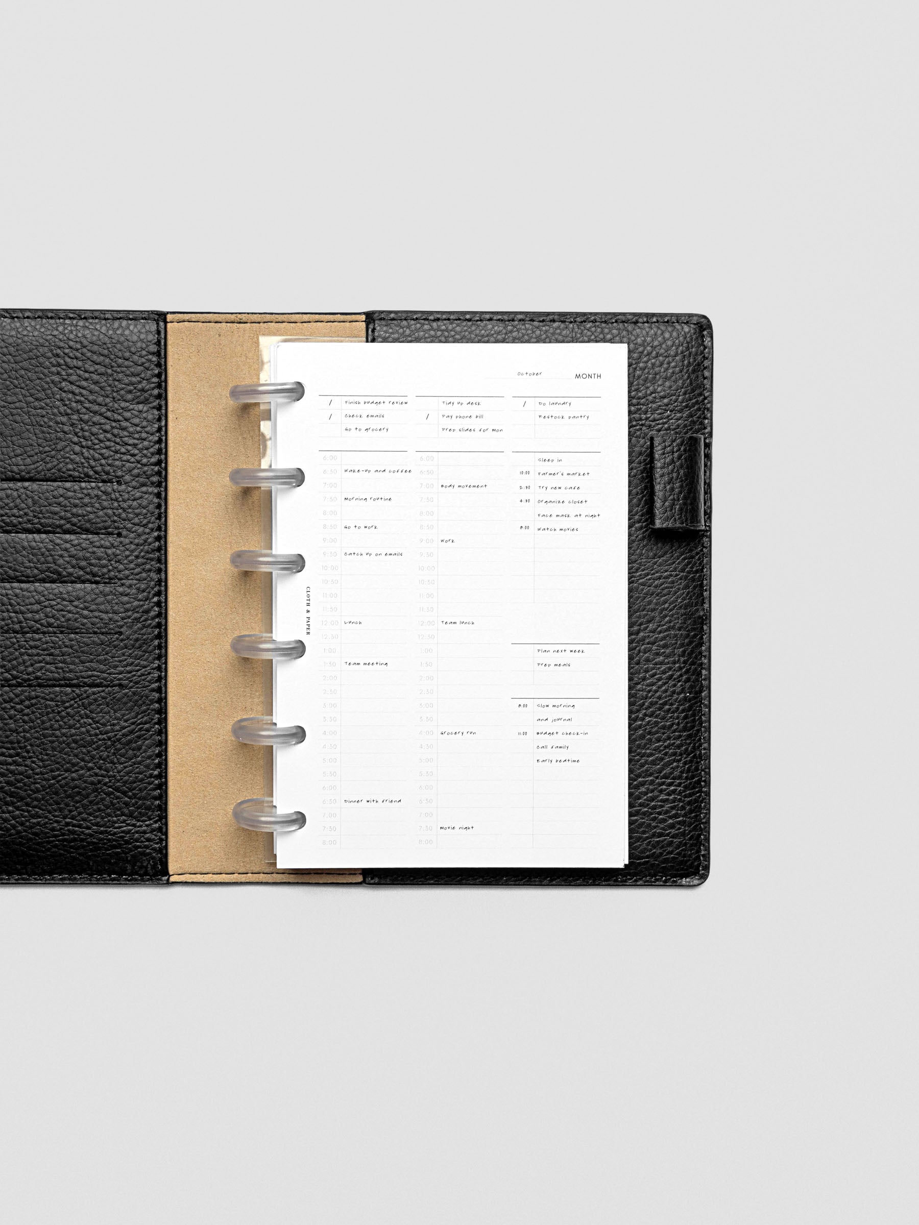 30 Minute Time Block Planner Inserts in size CP Petite with example writing.