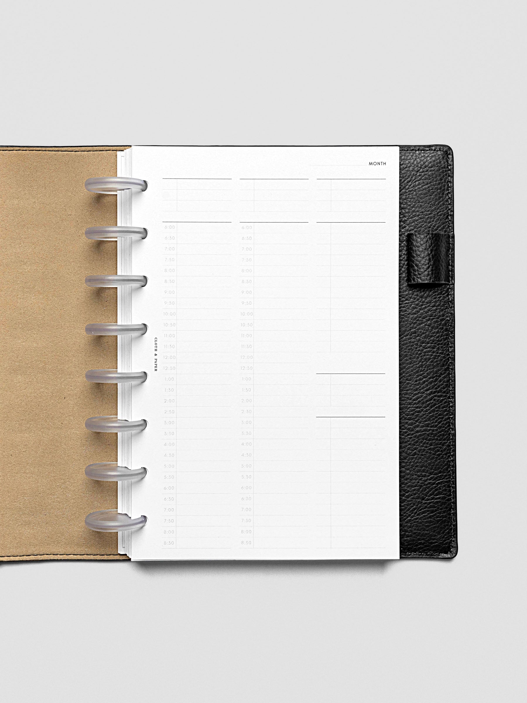 30 Minute Time Block Planner Inserts in size Half Letter.