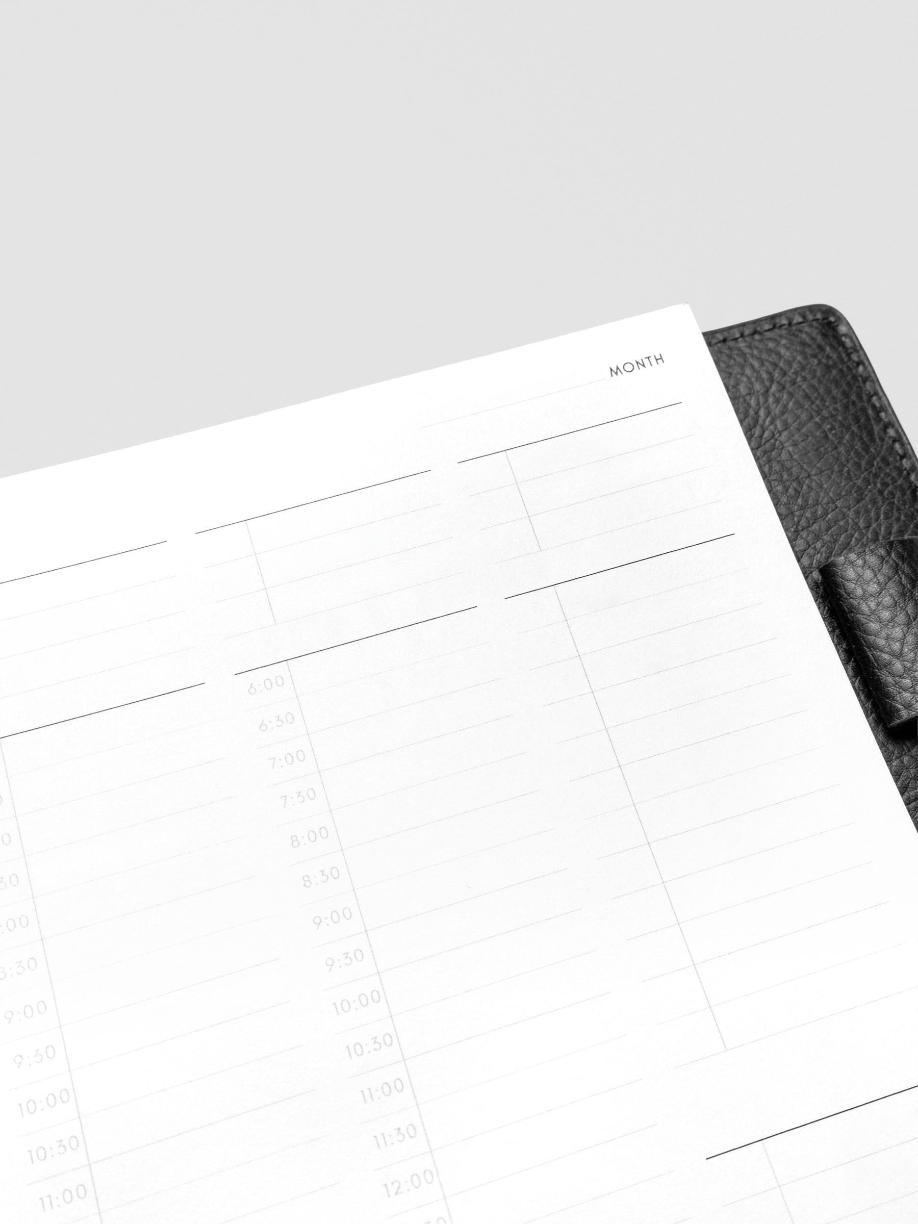 30 Minute Time Block Planner Inserts in size Half Letter close up.