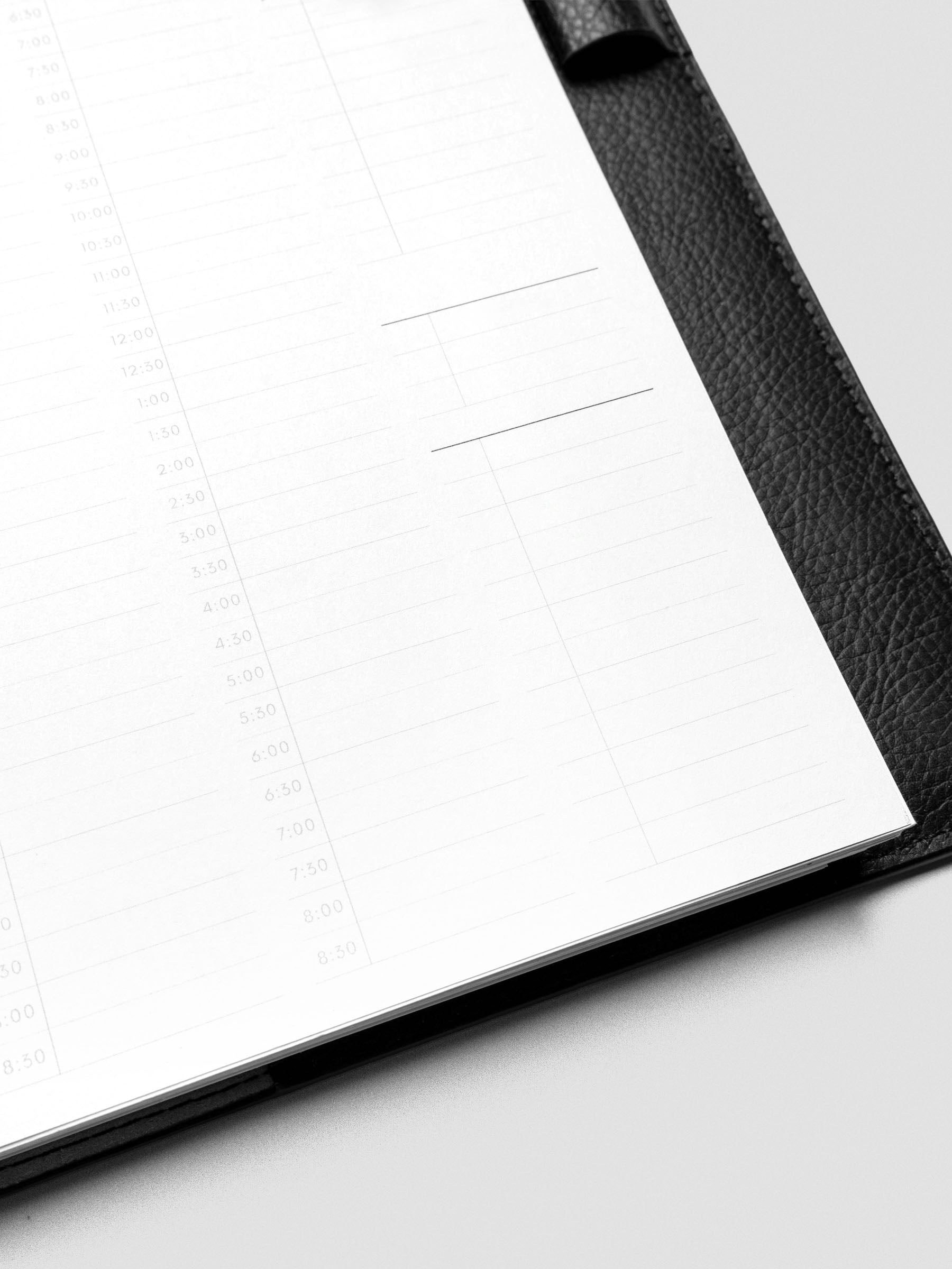 30 Minute Time Block Planner Inserts in size Half Letter close up.