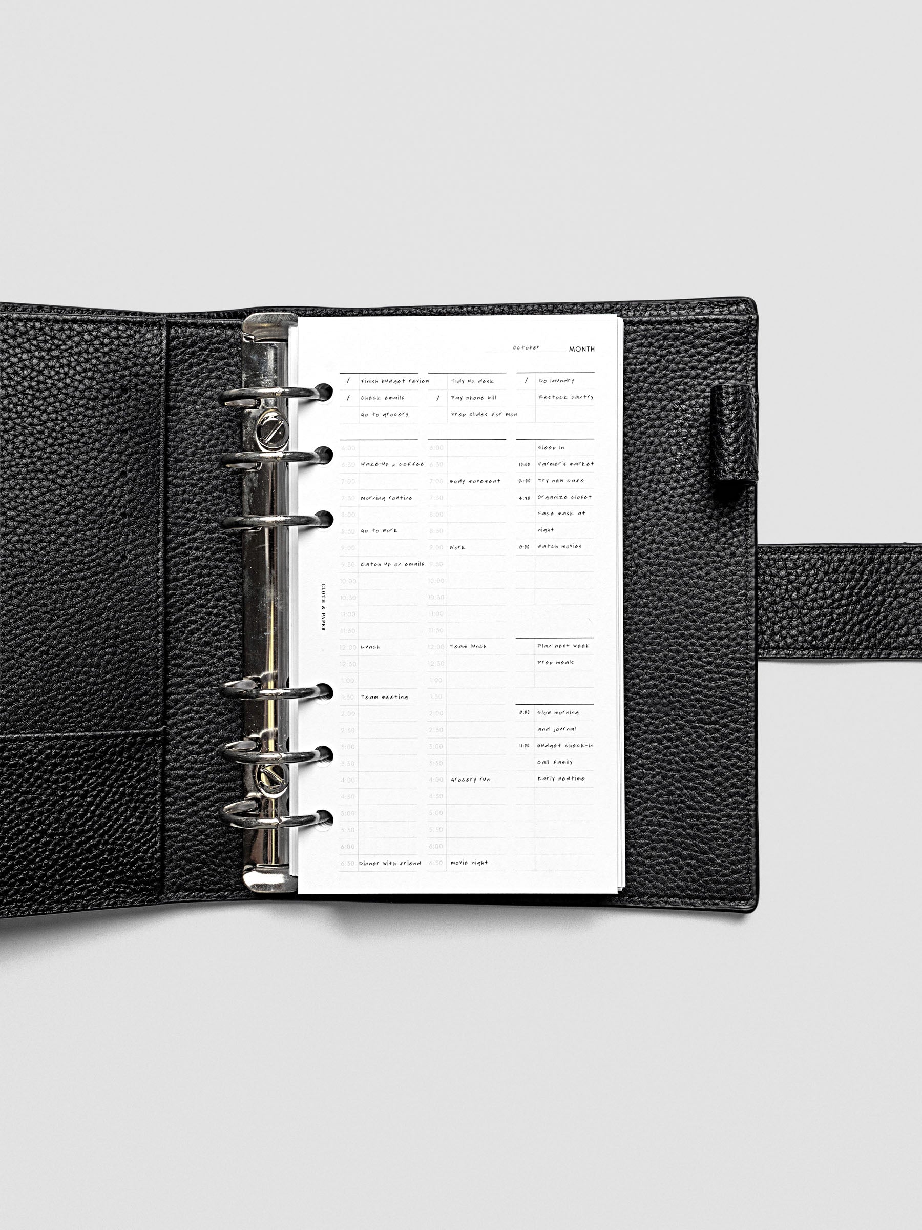 30 Minute Time Block Planner Inserts in size Personal with example writing.