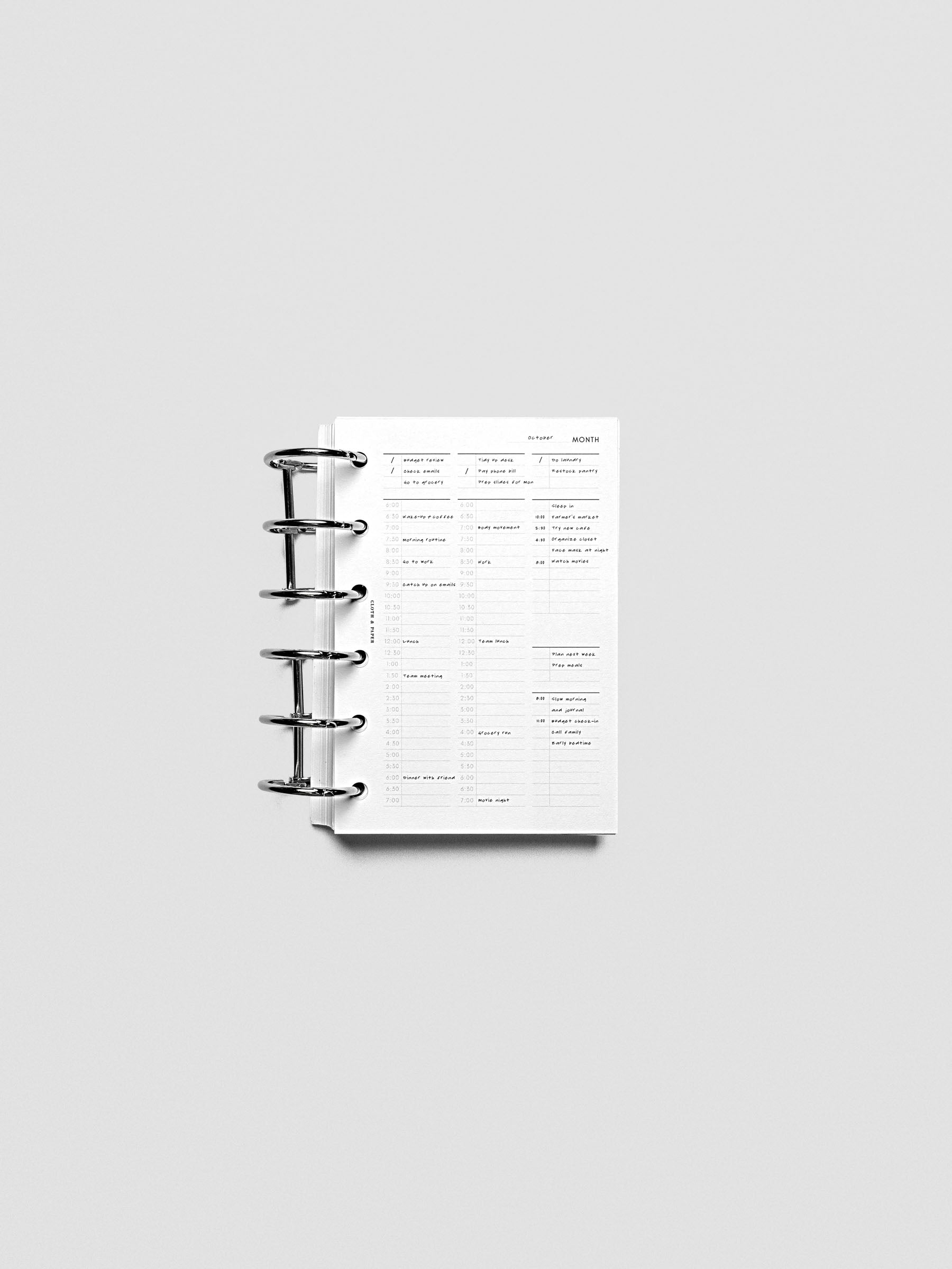 30 Minute Time Block Planner Inserts in size Pocket with example writing.