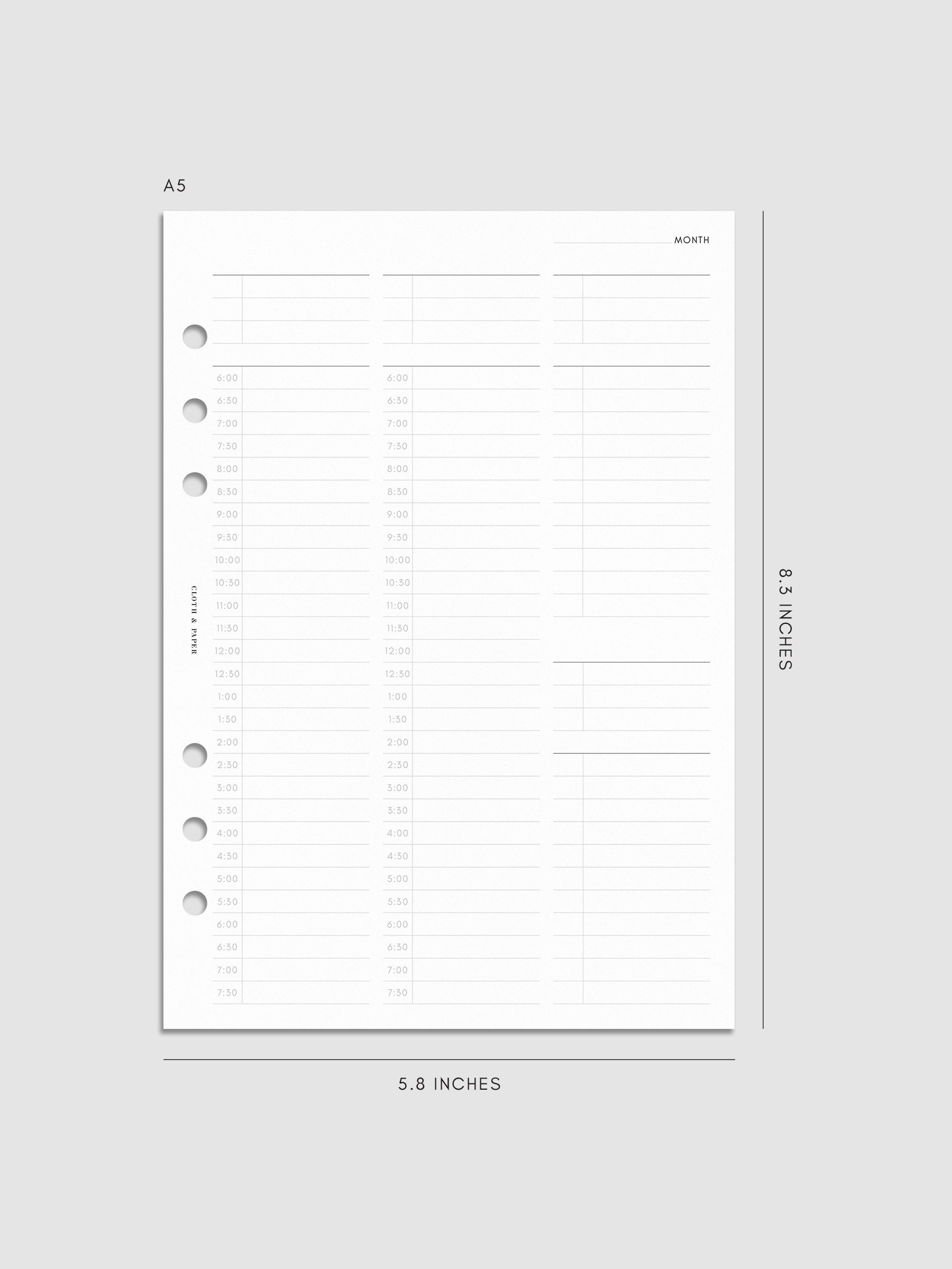 30 Minute Time Block Planner Inserts