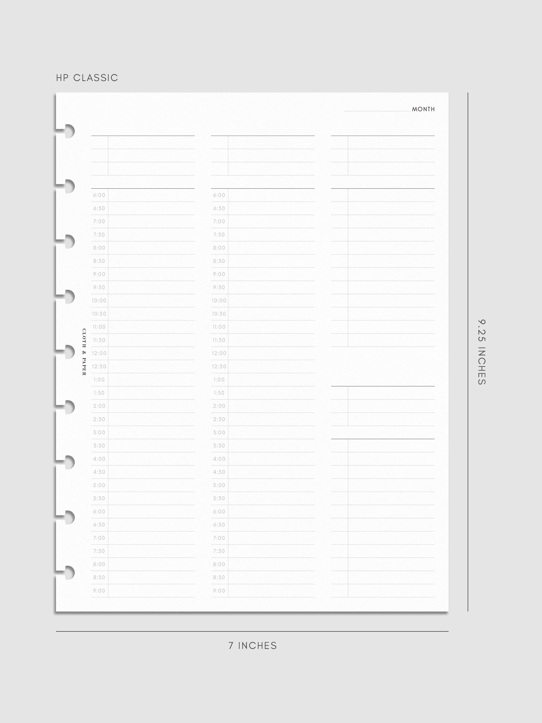 30 Minute Time Block Planner Inserts | HP Classic