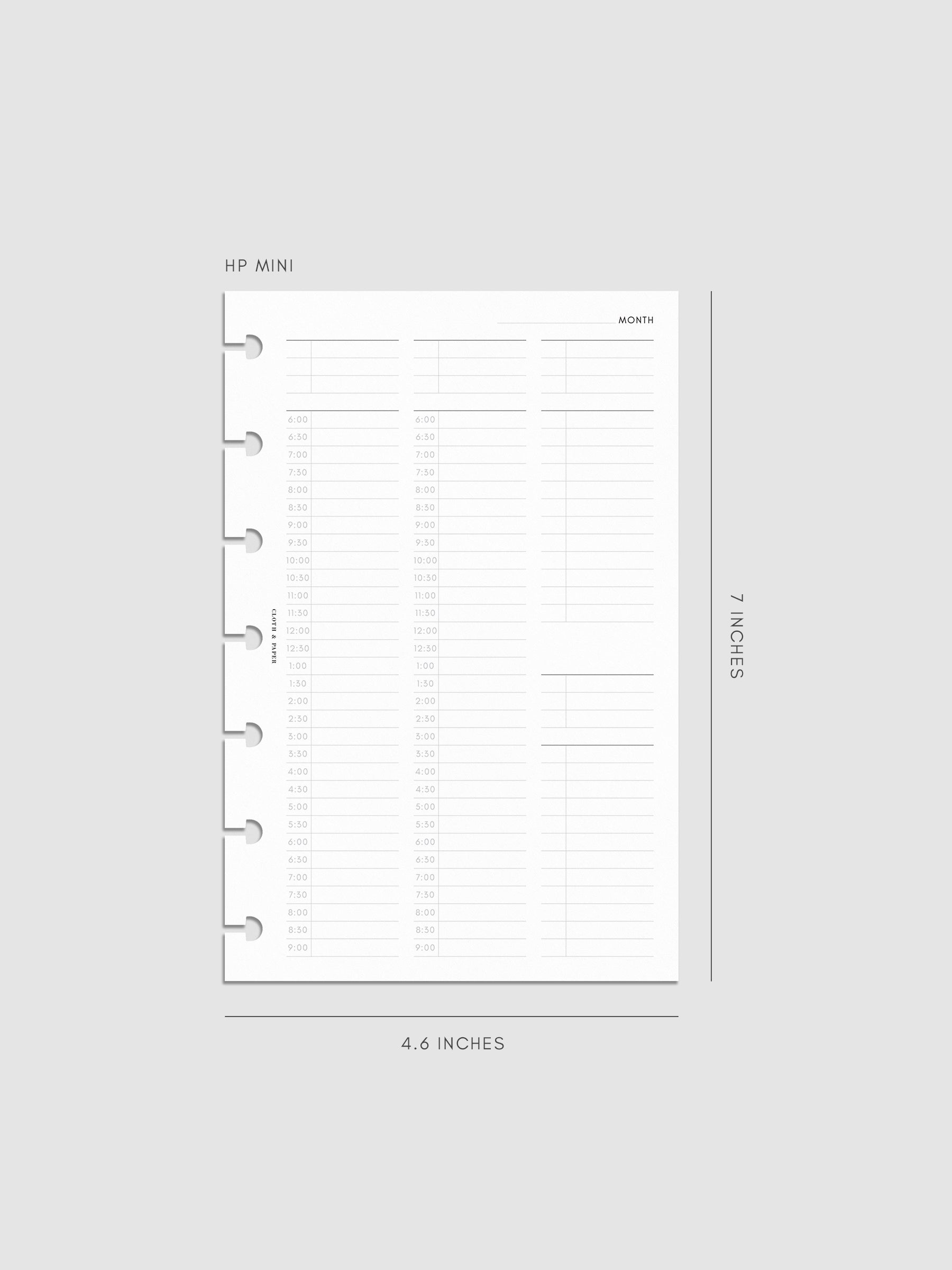 30 Minute Time Block Planner Inserts | HP Mini