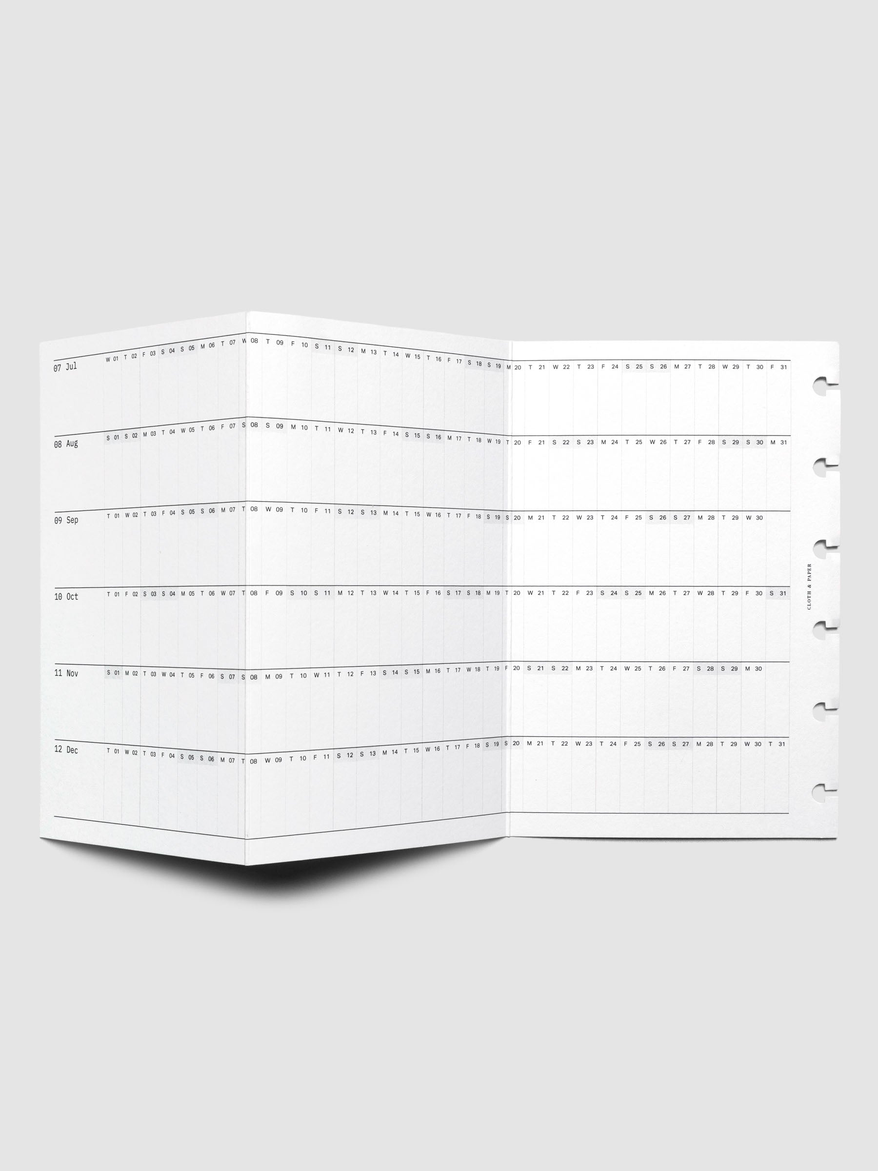 2026 Yearly Fold Out Planner Insert in size CP Petite shown un-folded.