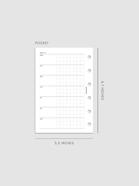 Digital mockup of Weekly Graph Inserts in size Pocket.