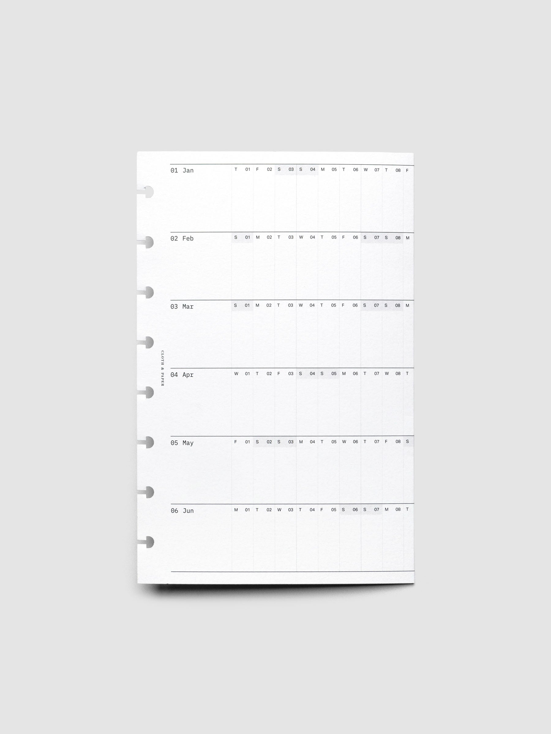 2026 Yearly Fold Out Planner Insert in size Half Letter shown folded.