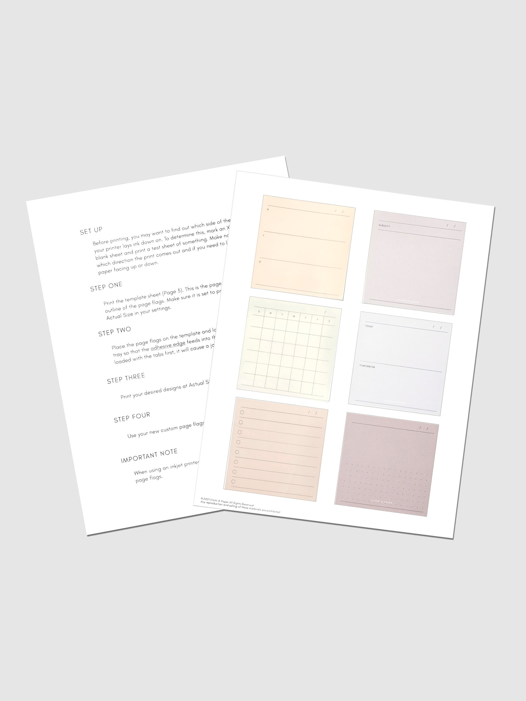 3x3 Sticky Note Printable-Essentials displayed on a neutral background.