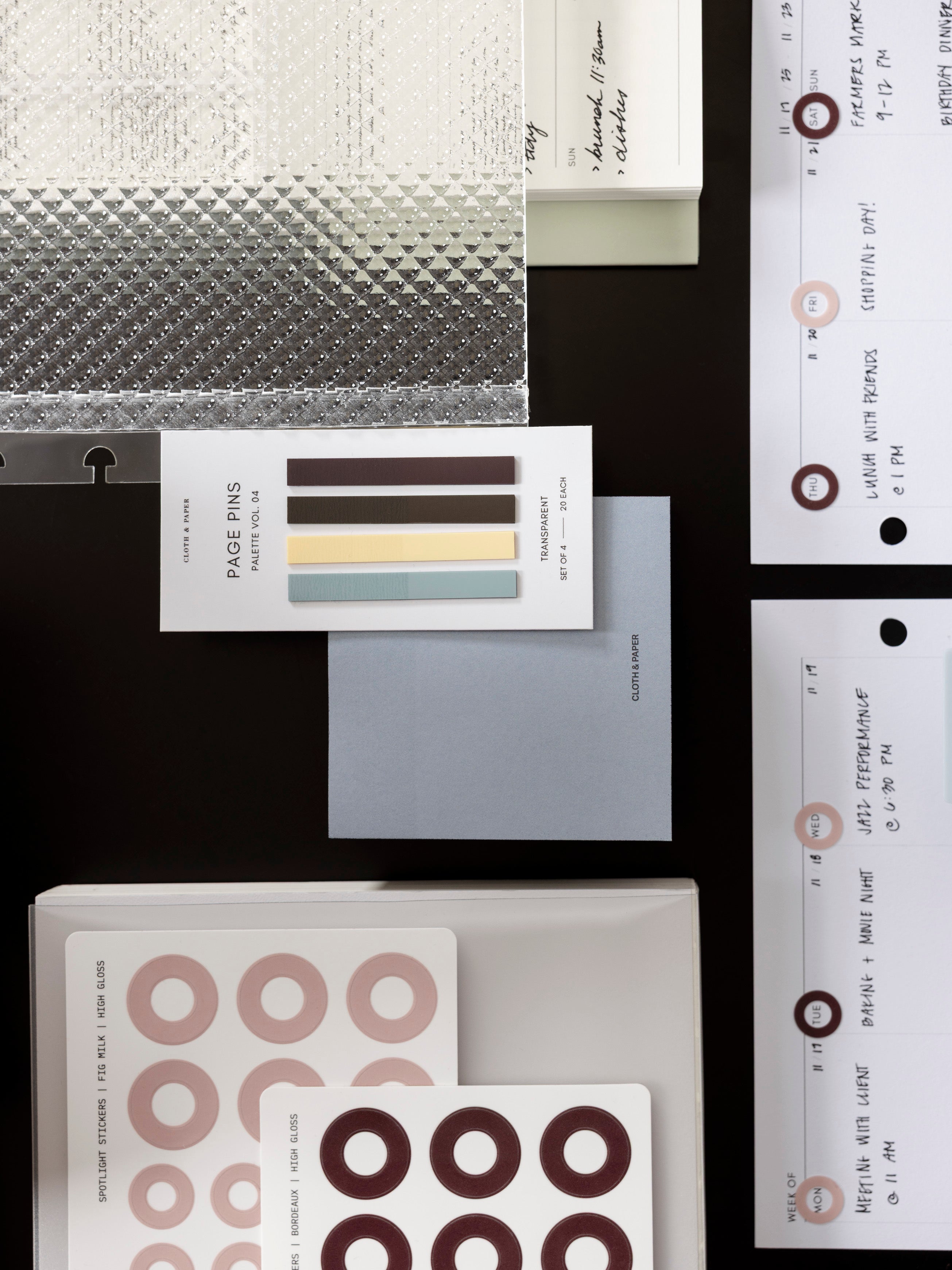 Page Pins | Vol. 4 shown with other Cloth & Paper products on a dark background.