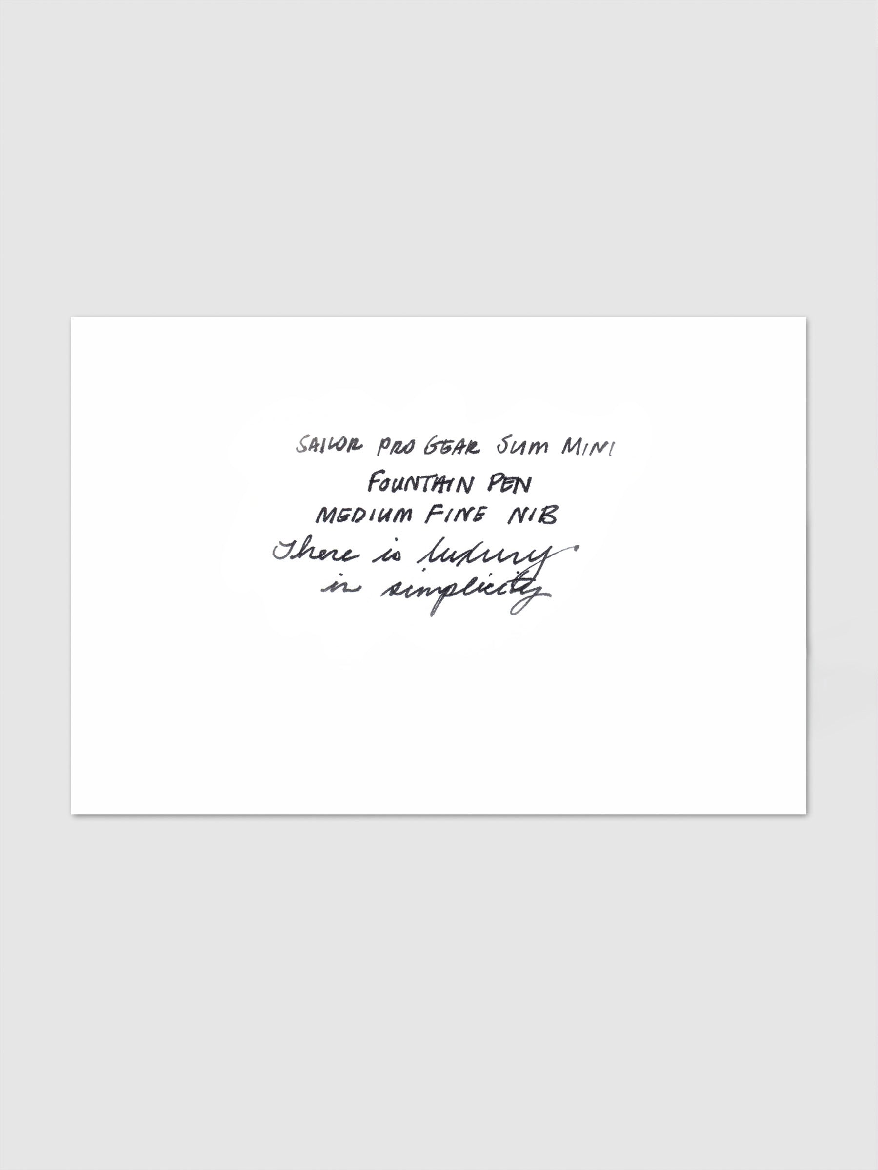 Sailor Pro Gear Slim Mini Fountain Pen writing sample in use with Medium Fine Nib.