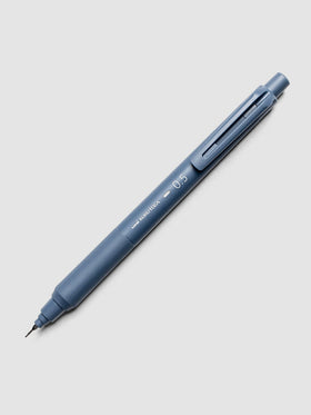 Uni Kuru Toga KS Mechanical Pencil Iron Blue laid diagonally showing clip and grip