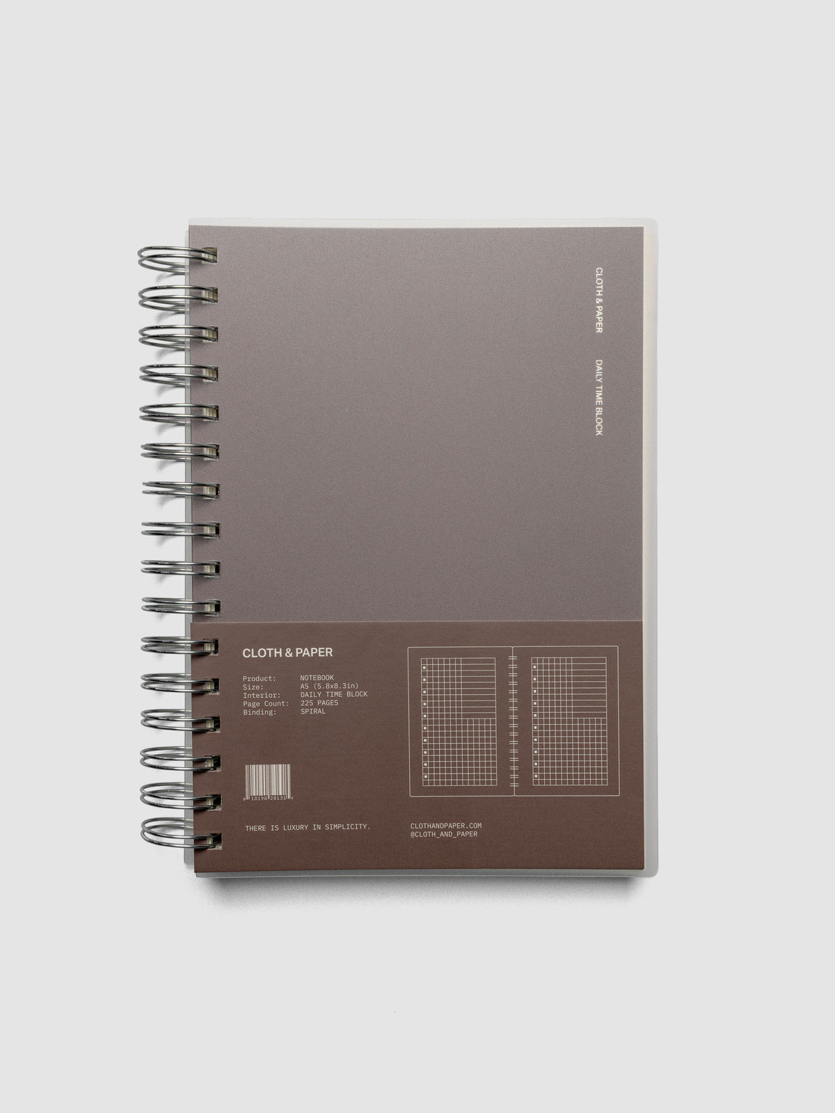 A5 Spiral Notebook for Time Blocking & Planning | Cloth & Paper