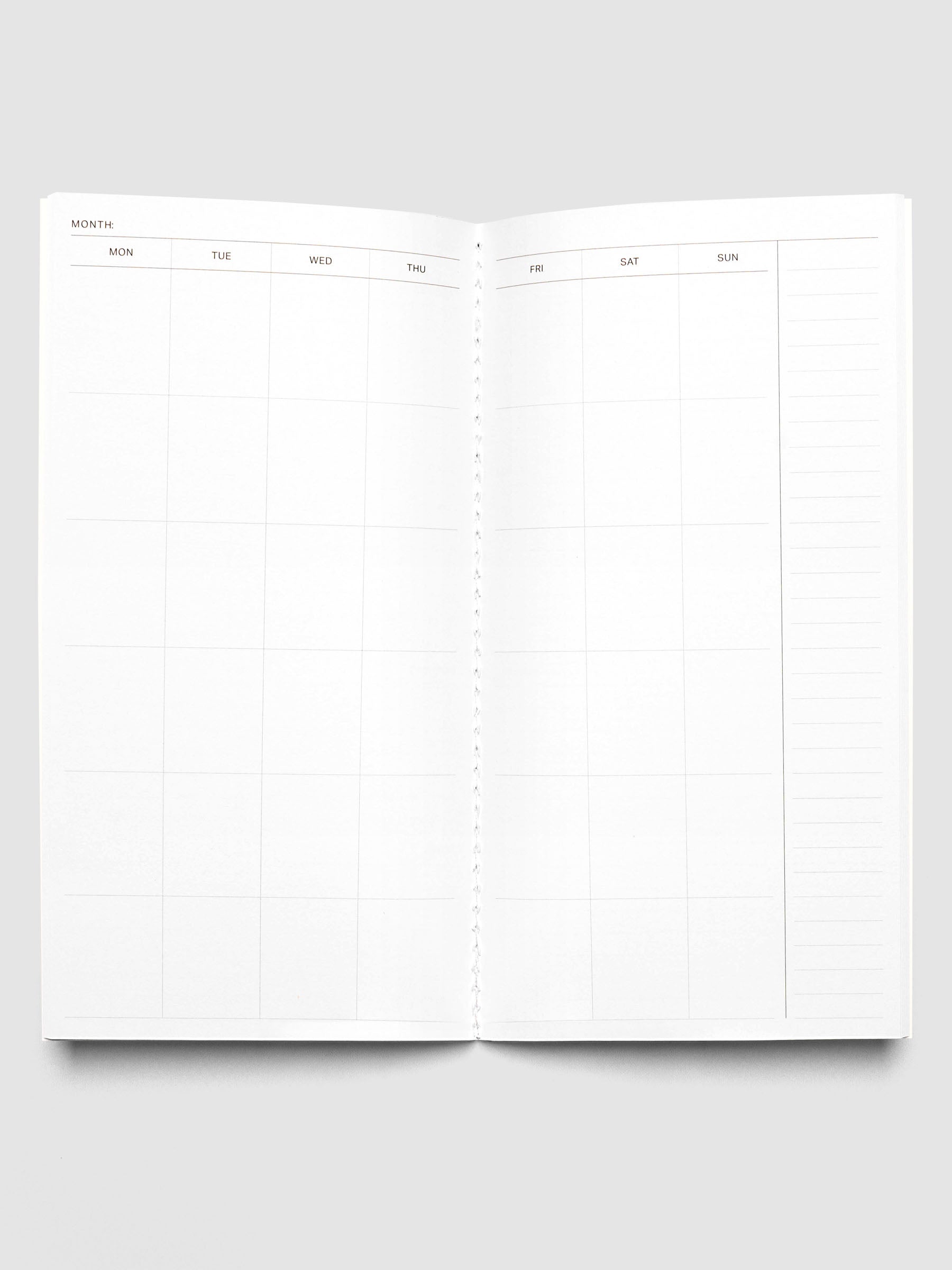 Monthly Overview notebook interior.