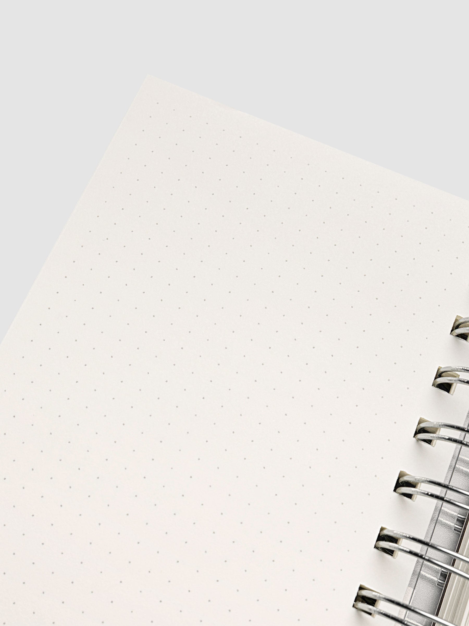 Spiral Notebook in size CP Petite with Dot Grid interior showing close up of left page.