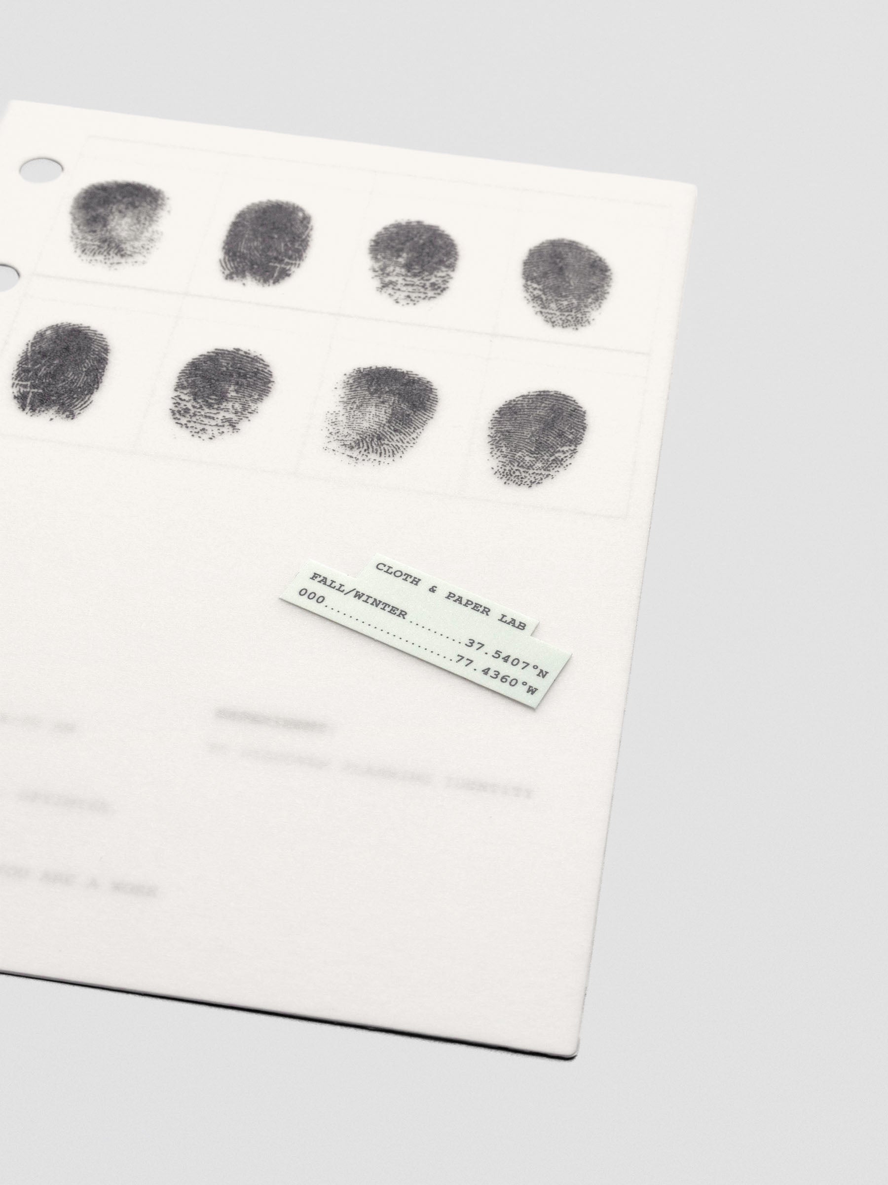 Close up of two layered pocket sized planner dashboards, one semi-transparent, one matte, featuring a fingerprint design.