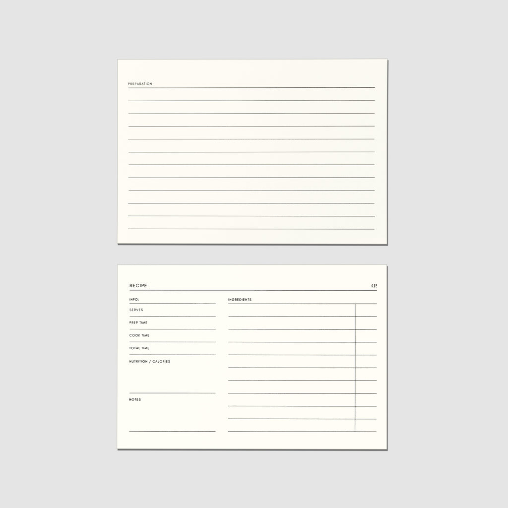 Two recipe cards displayed on a grey background.