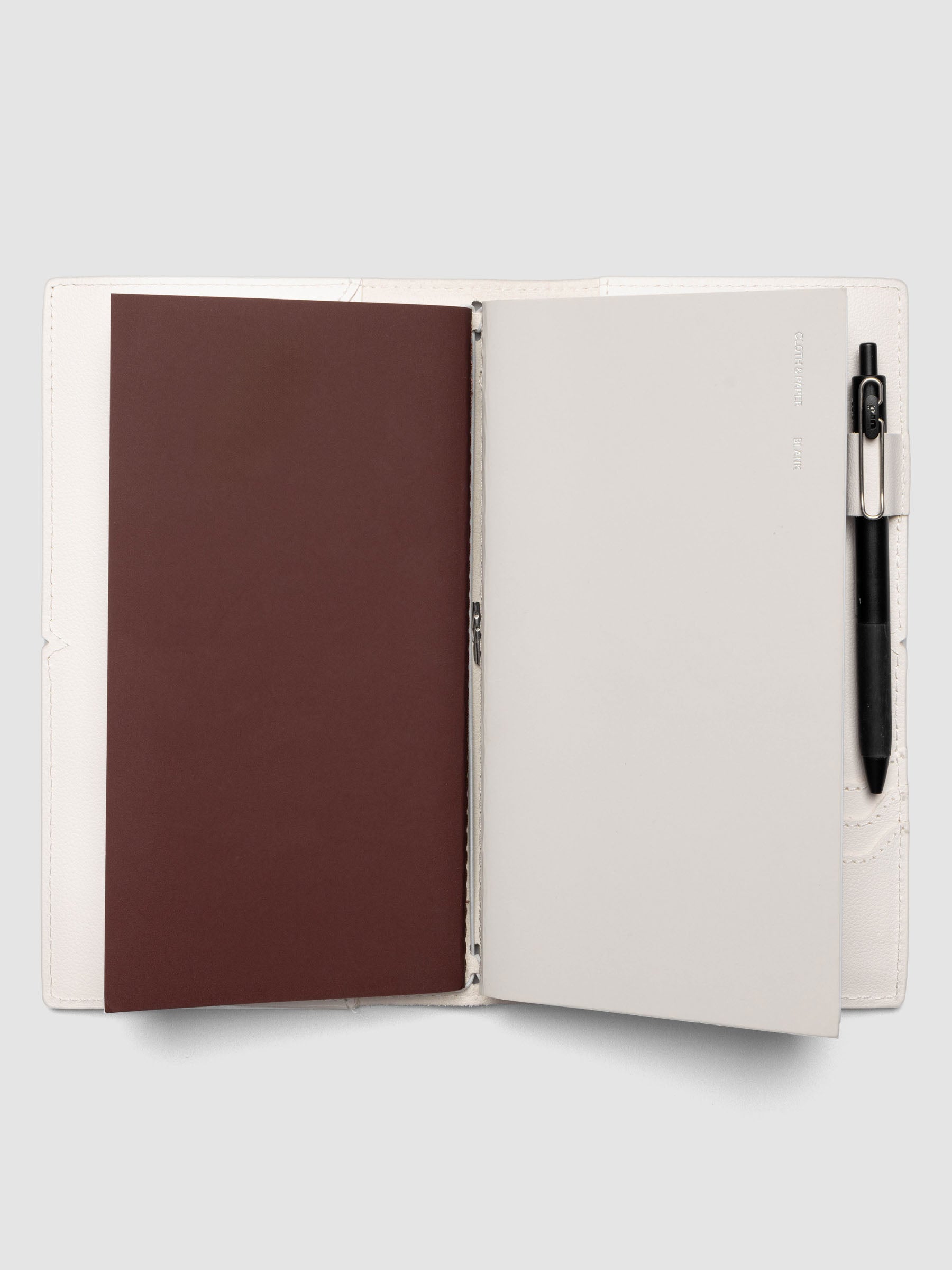 Dalmatian A5 Slim Travel Notebook Cover showing the interior with Travel Notebooks inside | Cloth & Paper