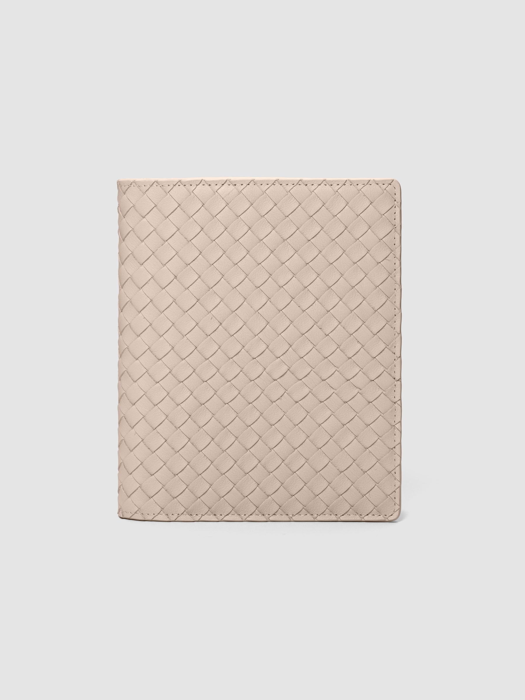 Beige genuine leather woven leather folio sized for HP Mini and Personal Wide planners.