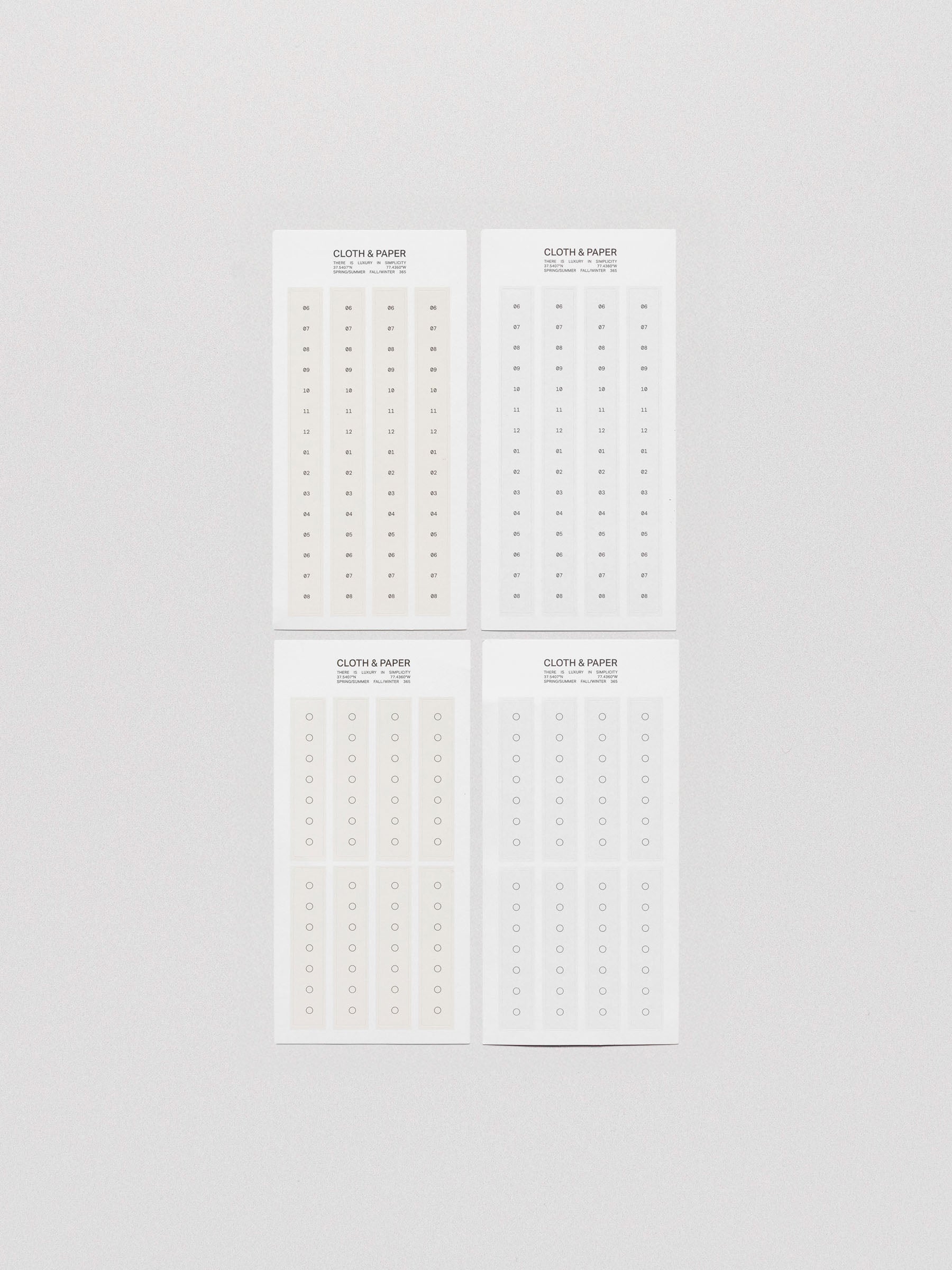 Set of four sticker sheets displayed on a neutral background.